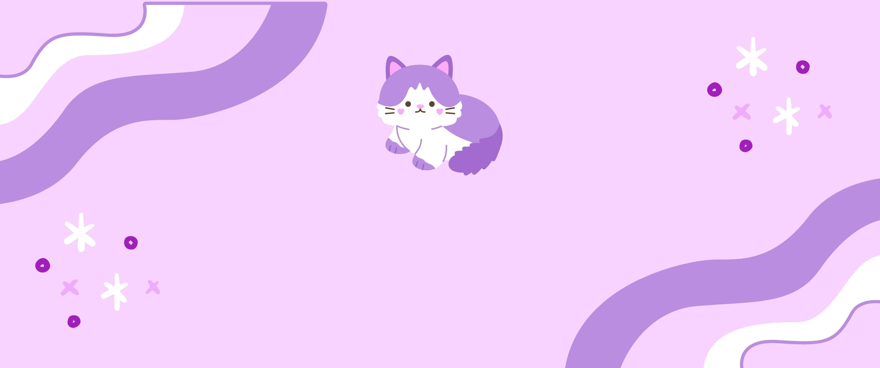 보라색 배경 위에 서 있는 고양이 배경화면