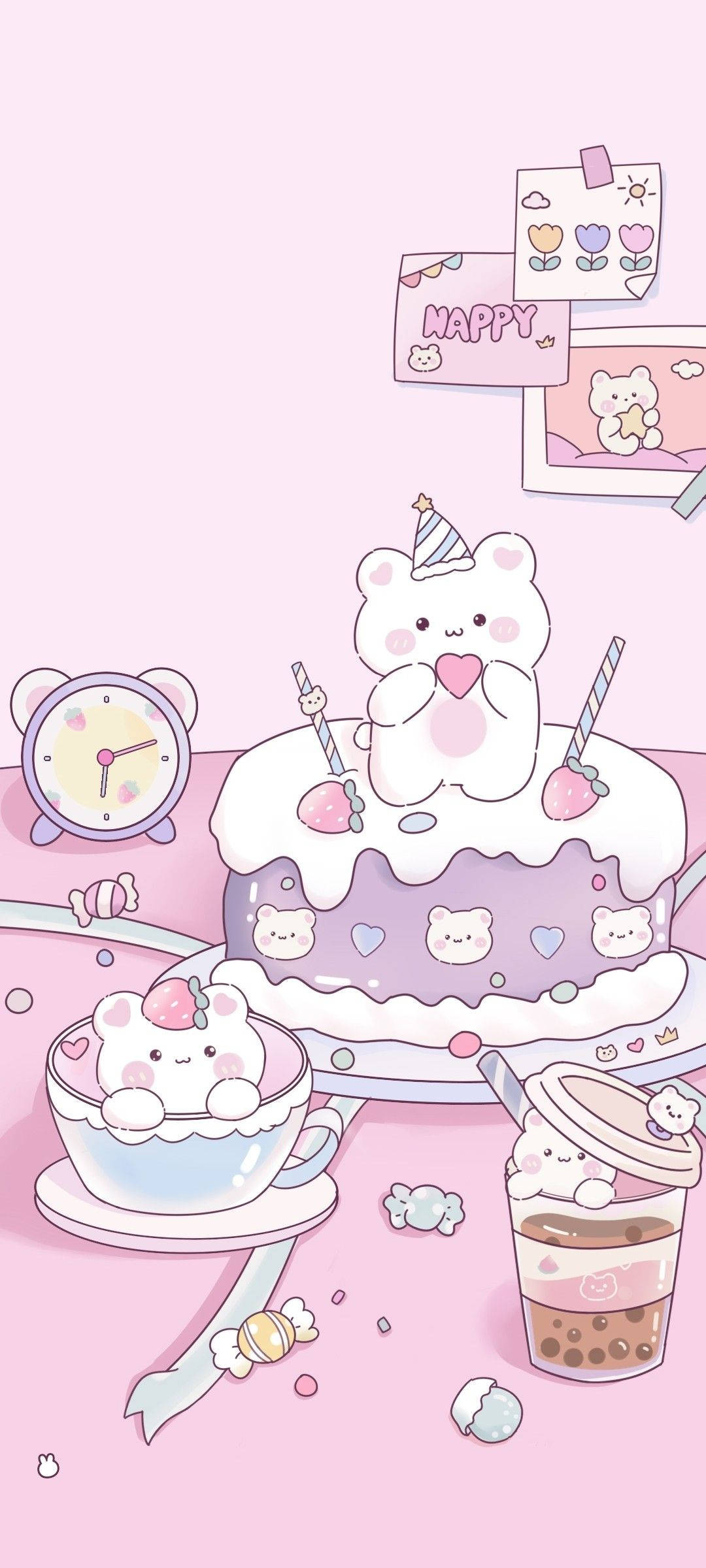 부드러운 케이크와 차 감성 배경화면
