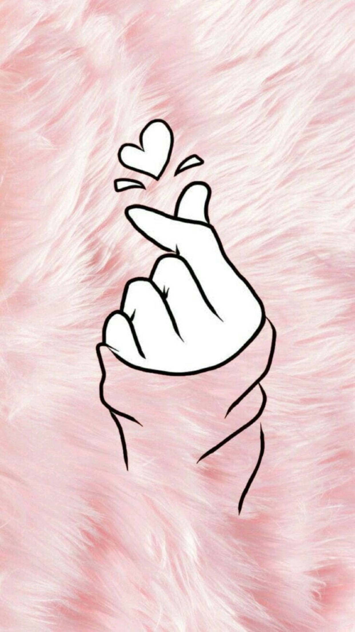분홍 러그 위의 사랑해 손가락 하트 배경화면