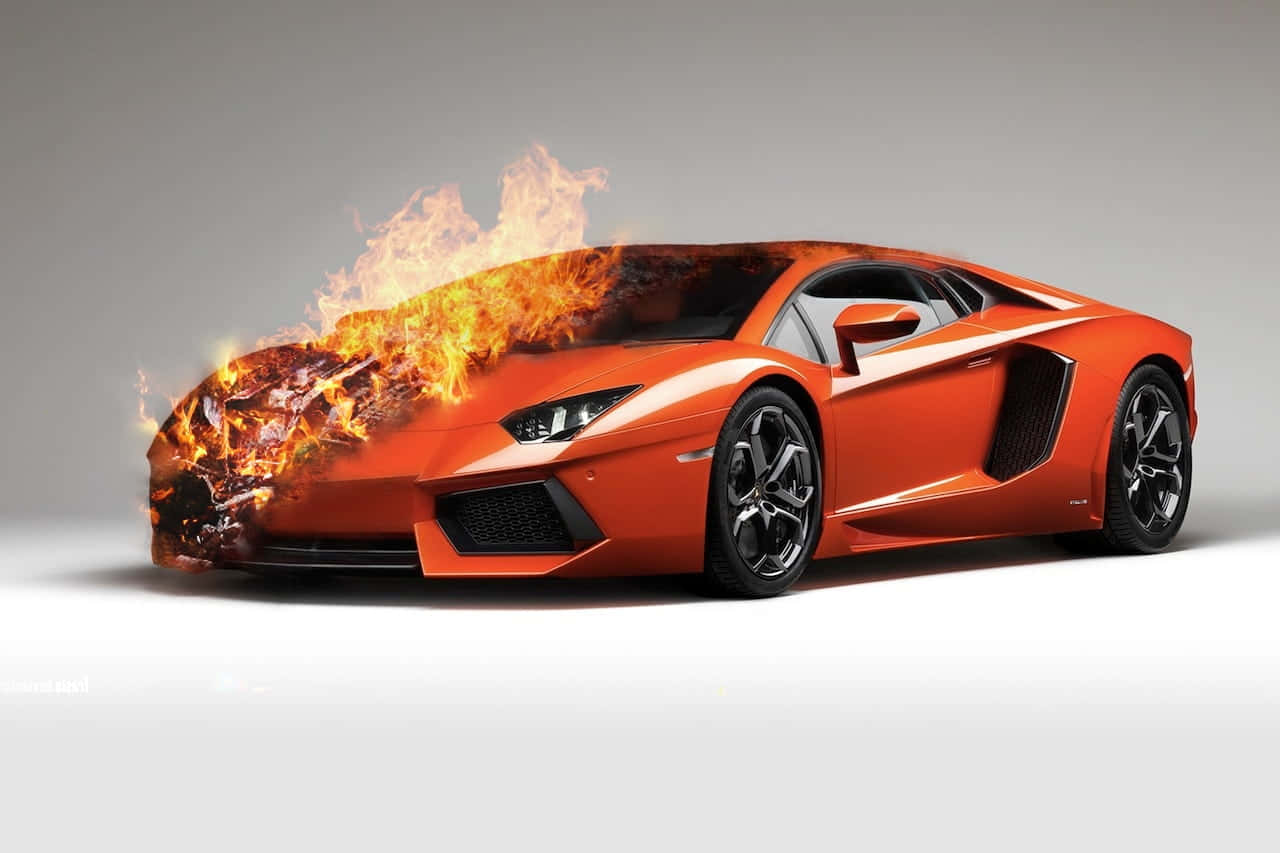 불타는 오렌지 람보르기니 자동차 배경화면