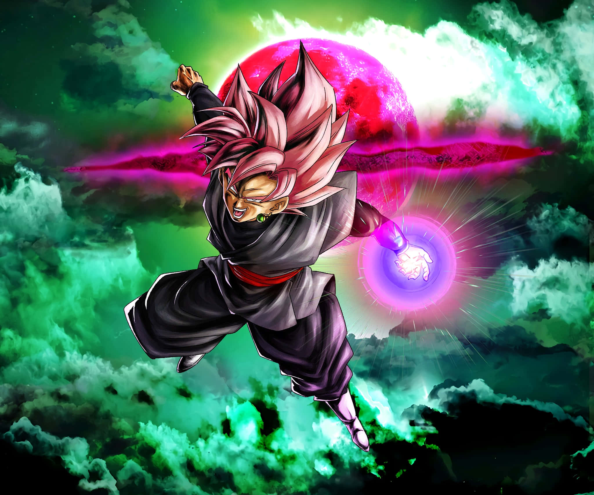 불타는 전장에서 당당히 서 있는 각오 블랙 배경화면