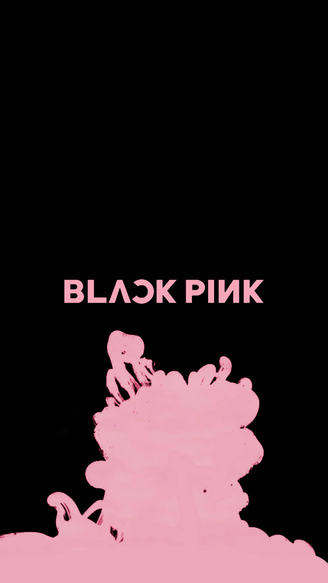핑크 로고와 추상 미니멀 그래픽이 있는 블랙핑크 검정 배경화면