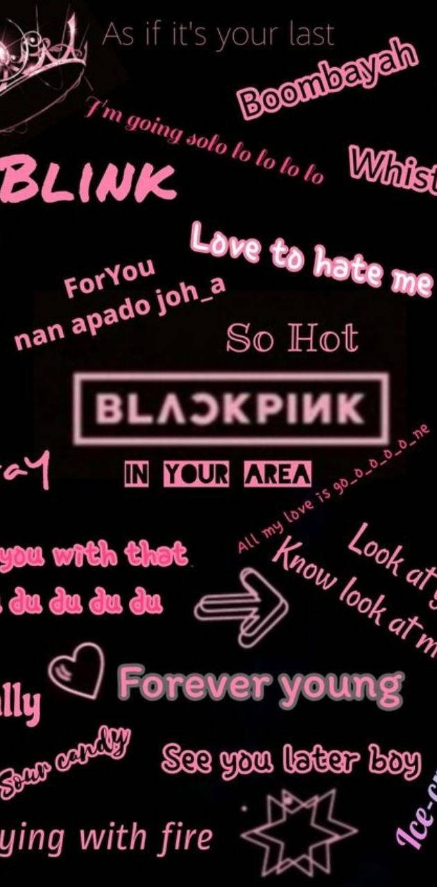 블랙핑크 로고와 노래 제목들 배경화면