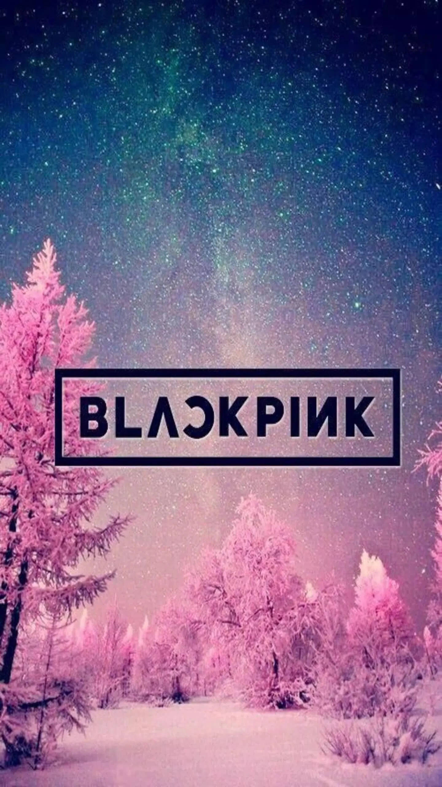 블랙핑크 로고와 핑크빛 설원 배경화면