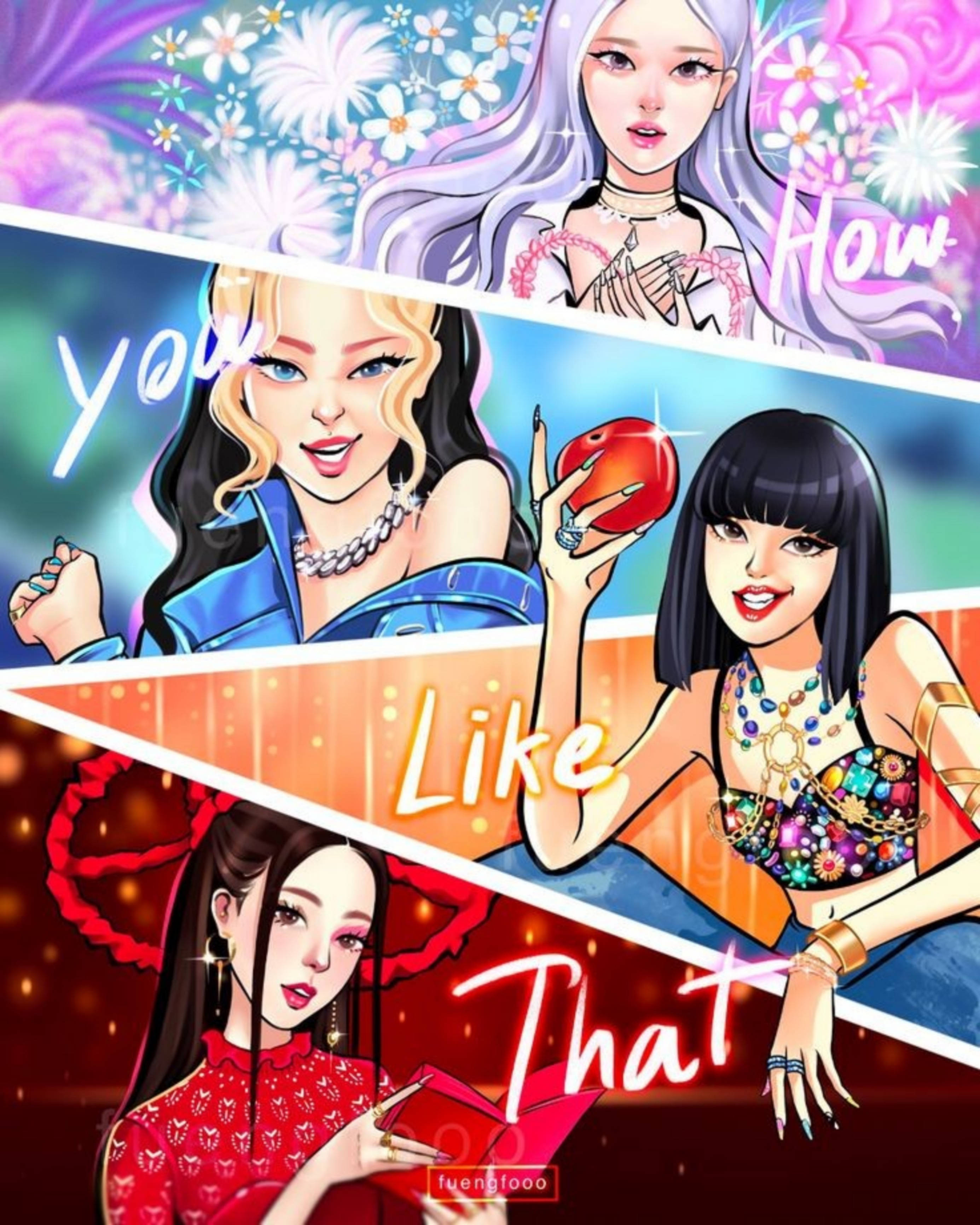 블랙핑크 만화 멋진 소녀들 배경화면