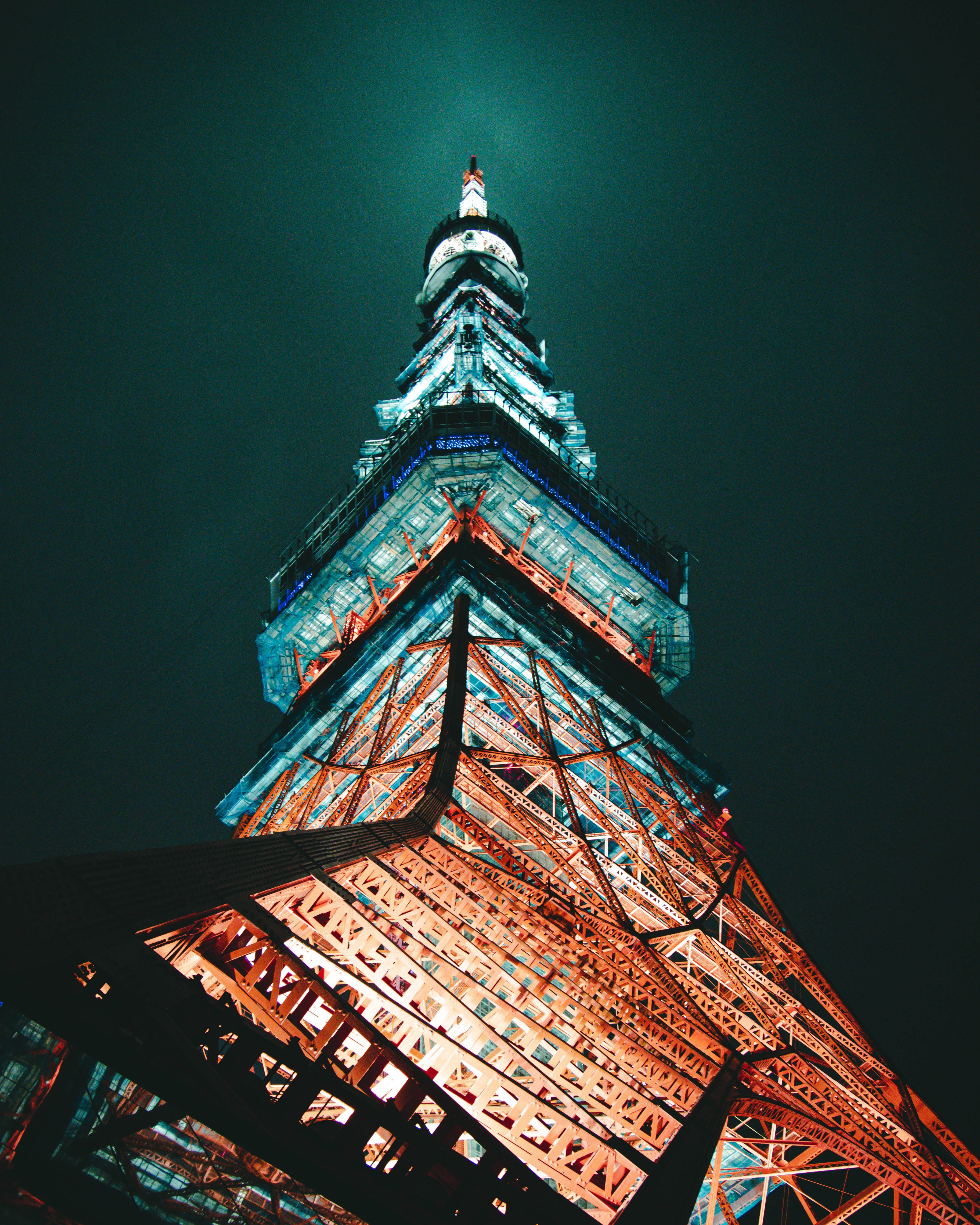 블루 레드 라이트 도쿄 타워 배경화면