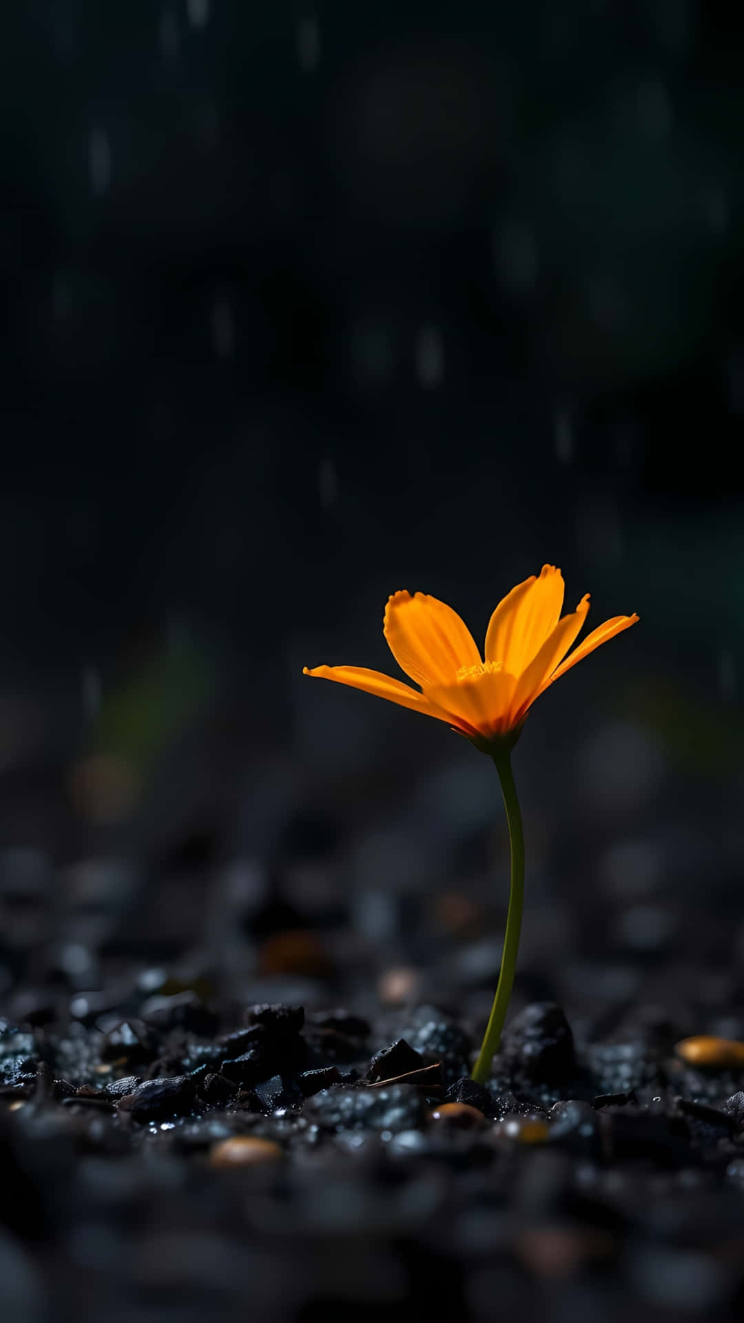꽃, 자연, 비, 오렌지 꽃잎, 매크로, 어두운 감성, 비 오는 날, 식물, 신선함, 수분, 야외, 평온함, HD 배경화면.
