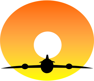 비행기 실루엣 석양 배경화면