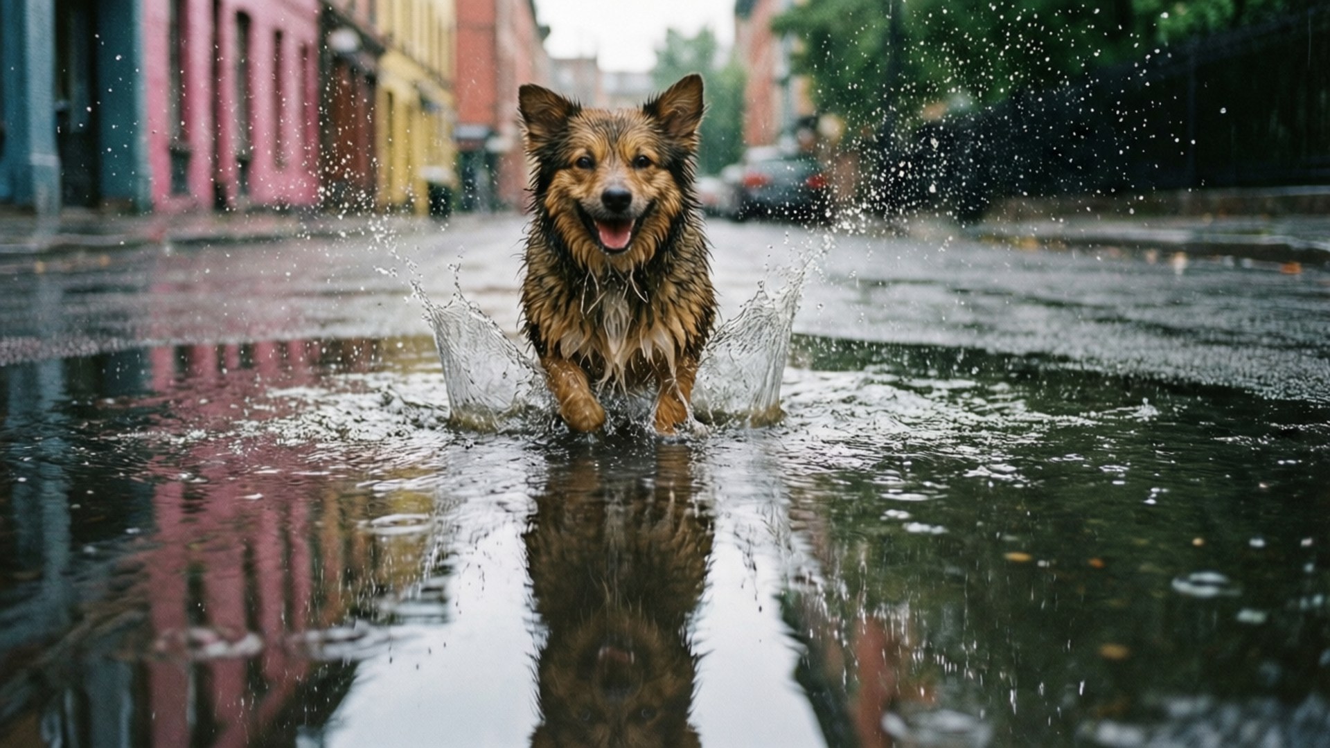 빗물 웅덩이 첨벙 배경화면