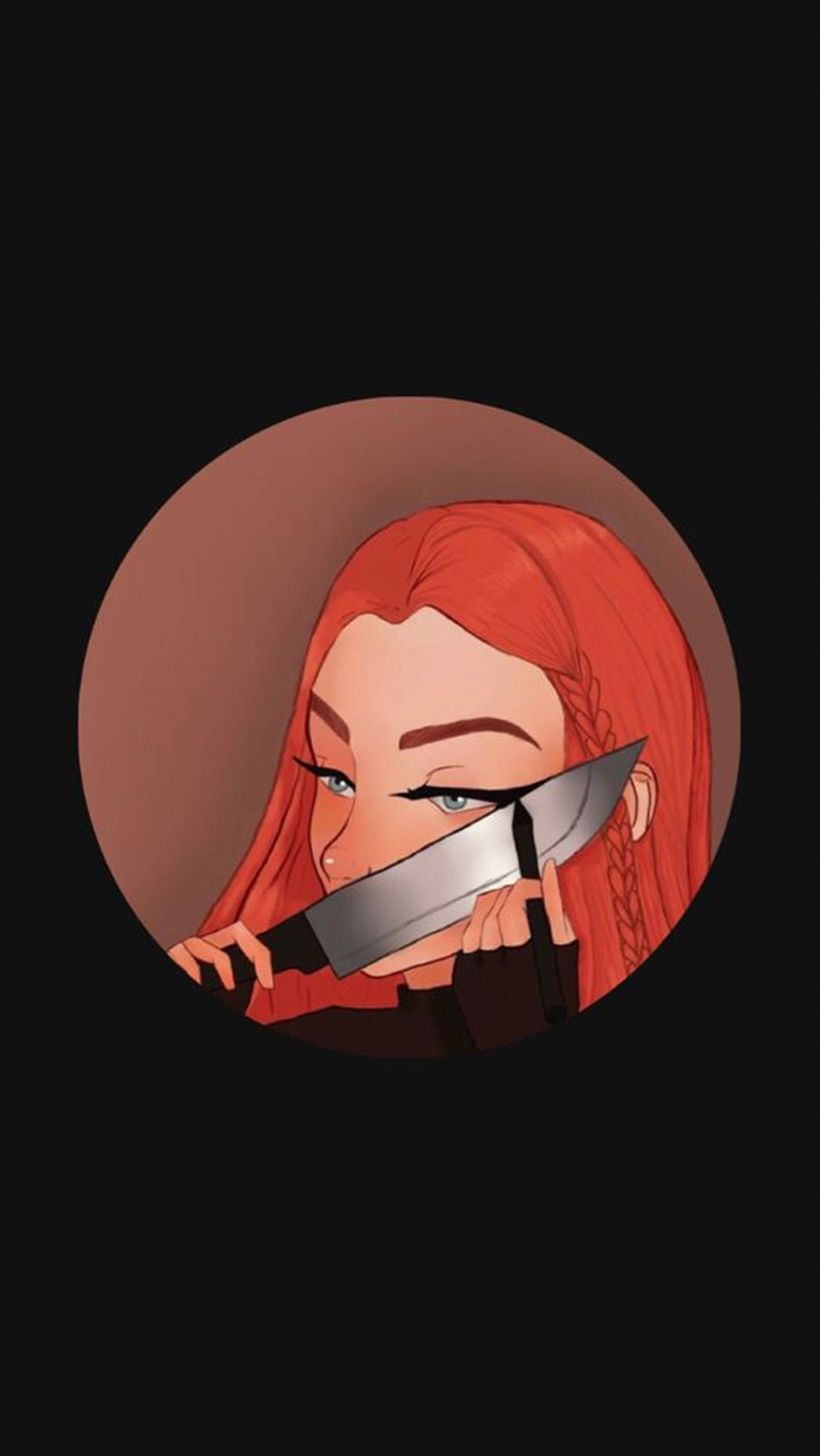 빨간 머리 배디가 칼로 아이라이너 하는 쿨한 PFP 배경화면