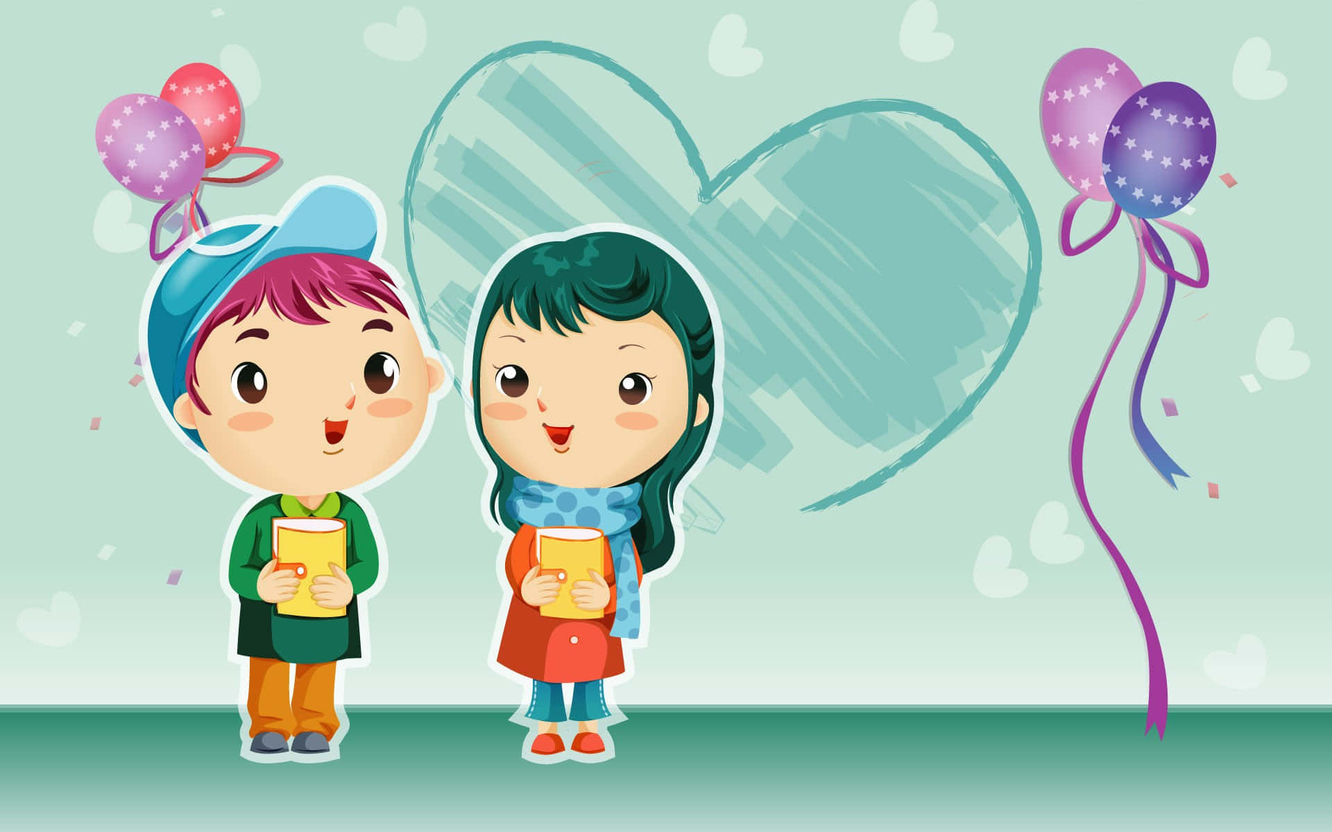 사랑스럽고 재미있는 여우들이 있는 알록달록 숲 배경화면