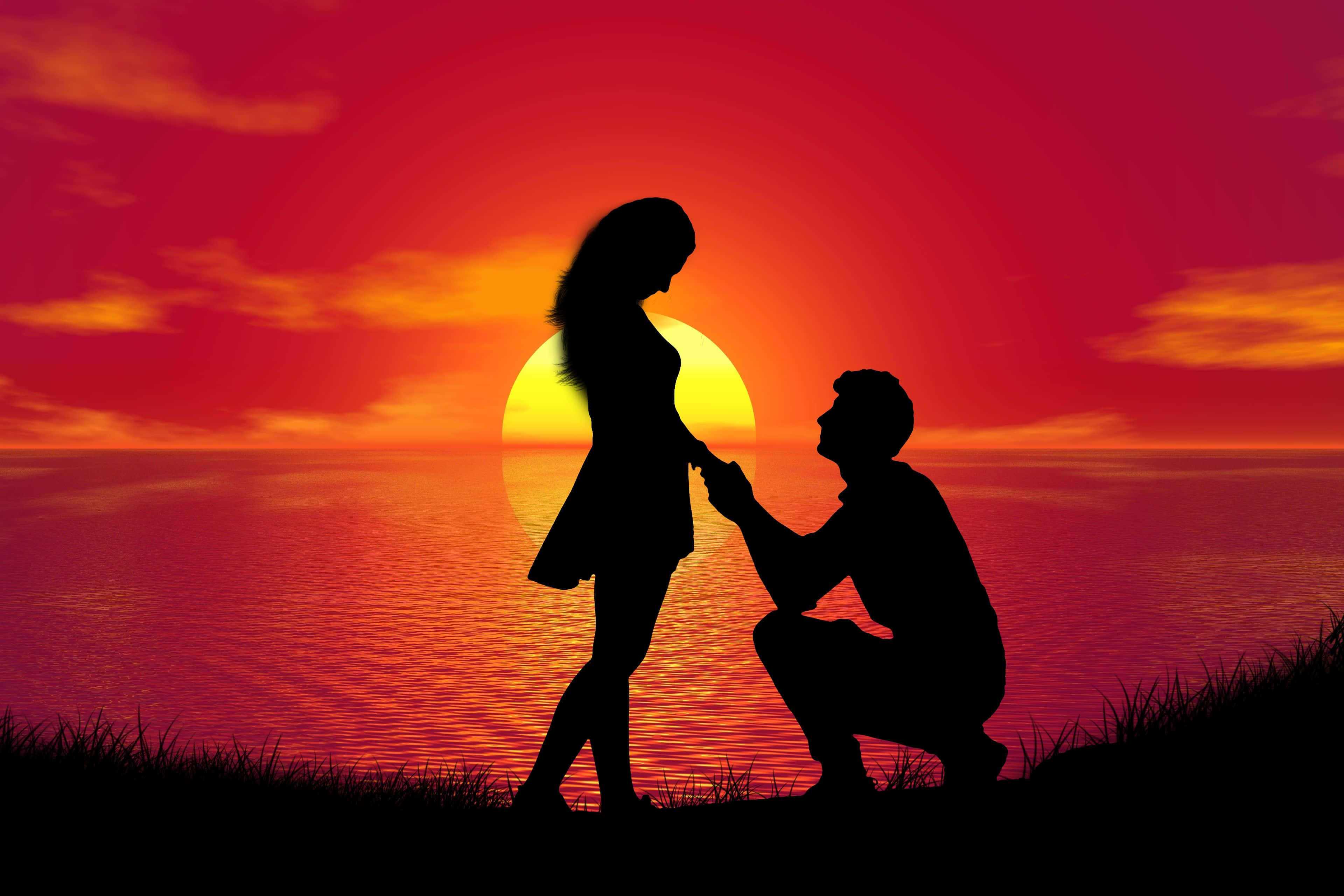 사랑하는 두 사람의 다정한 순간 배경화면