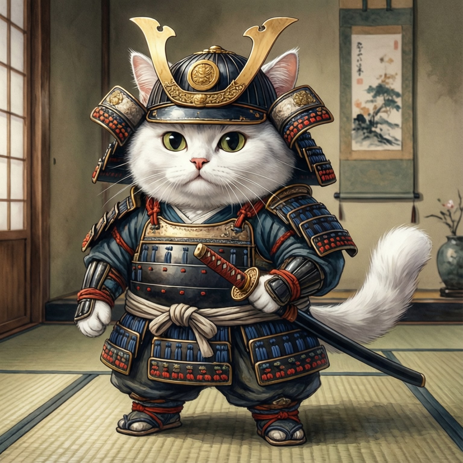 사무라이 고양이 배경화면