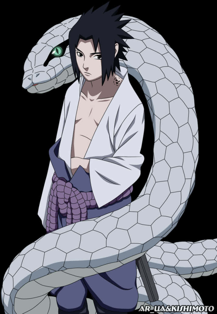 사스케와 거대한 뱀 배경화면