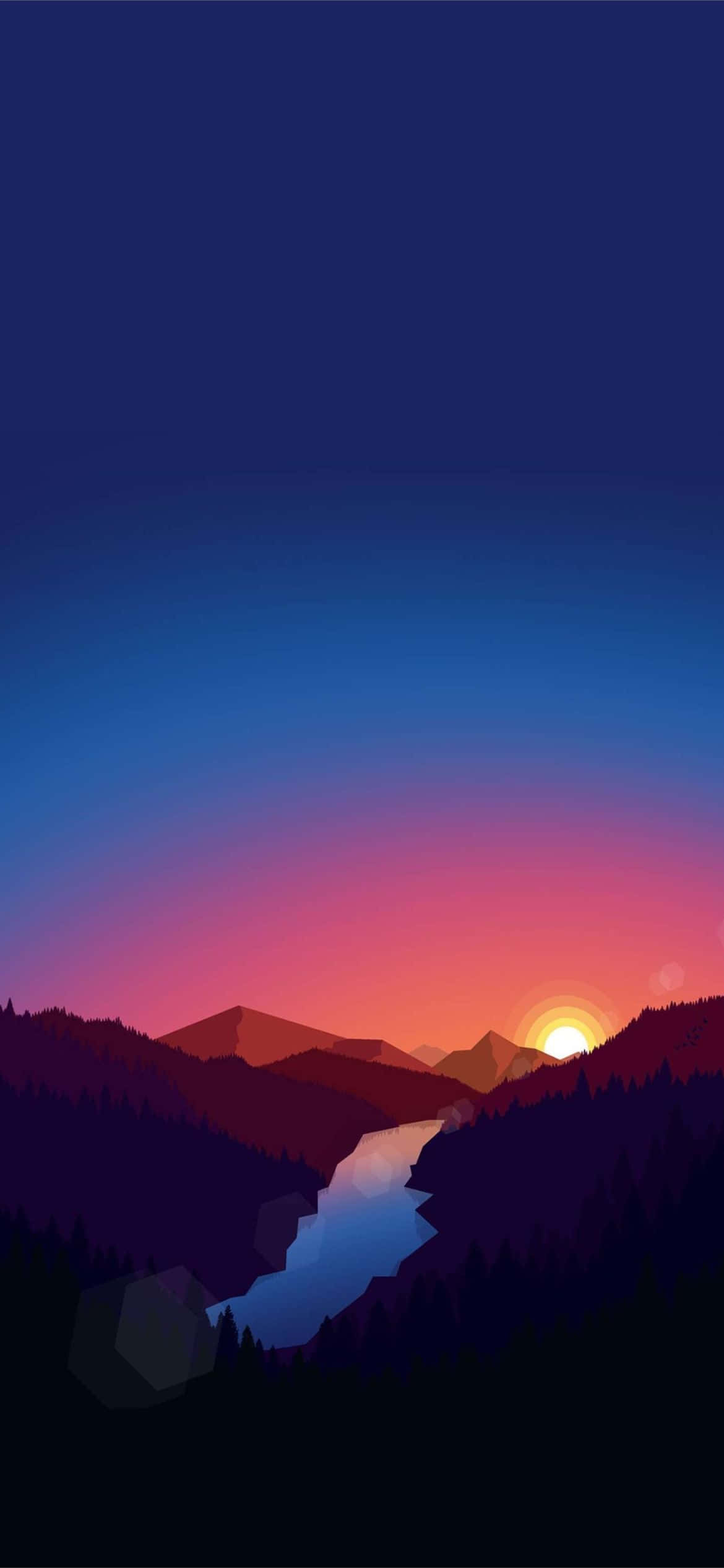 산 풍경 위의 일몰 배경화면