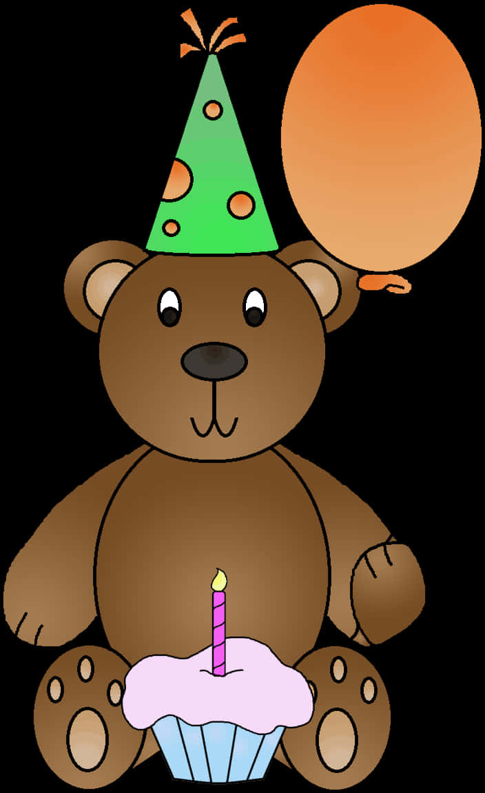 생일 축하 곰인형과 컵케이크 배경화면