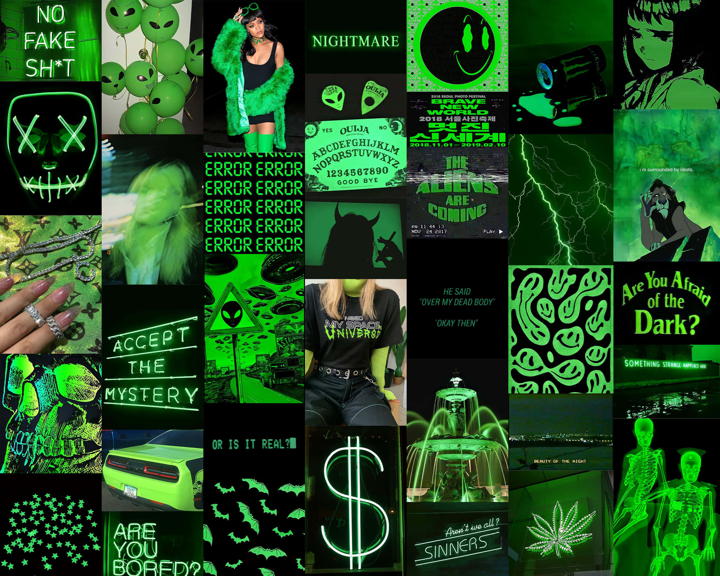 선명한 네온 그린 감성 배경화면