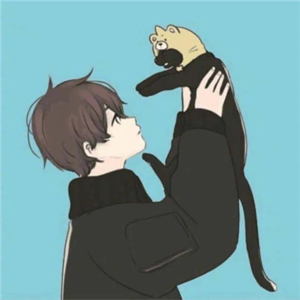 소년과 고양이 커플 애니메이션 프로필 사진 배경화면