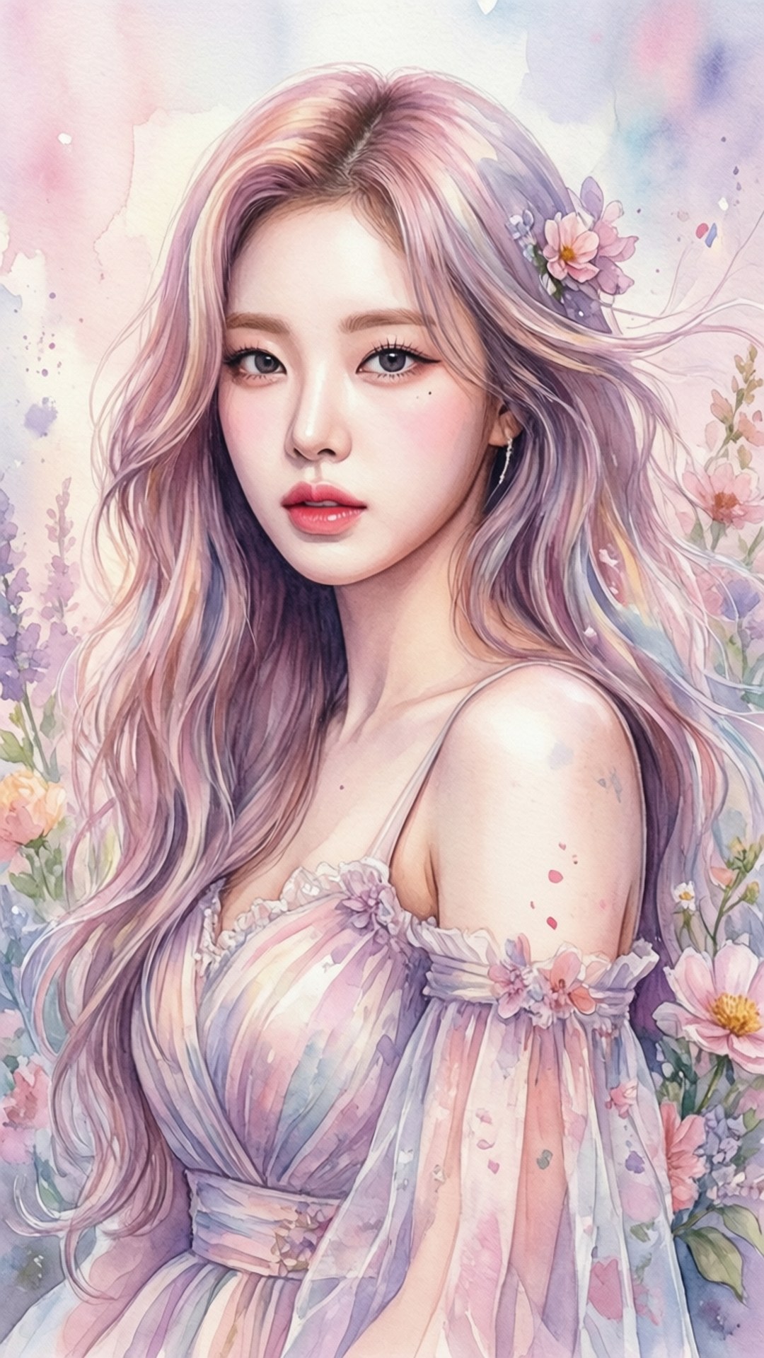 수채화 케이팝 아이돌 배경화면
