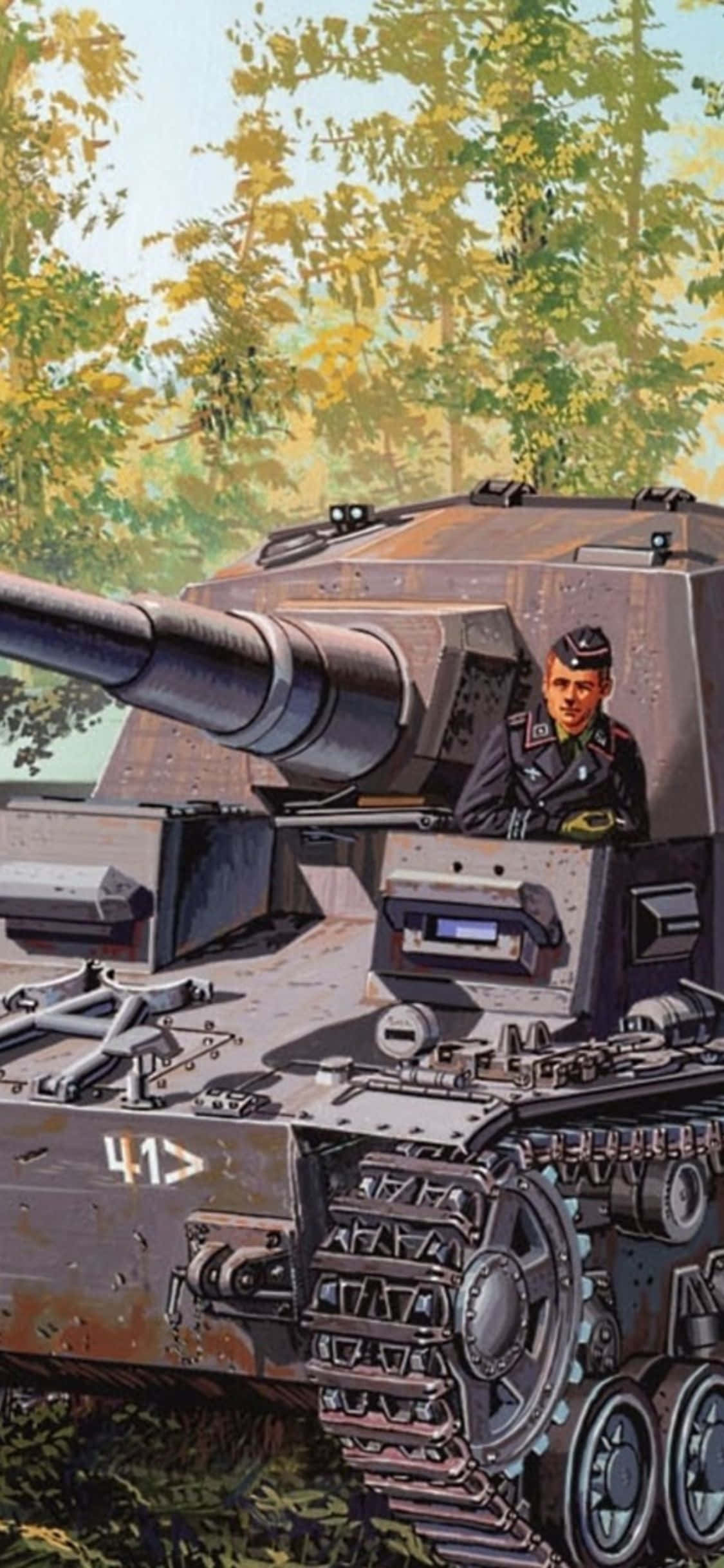 숲 속에 있는 탱크 그림 배경화면