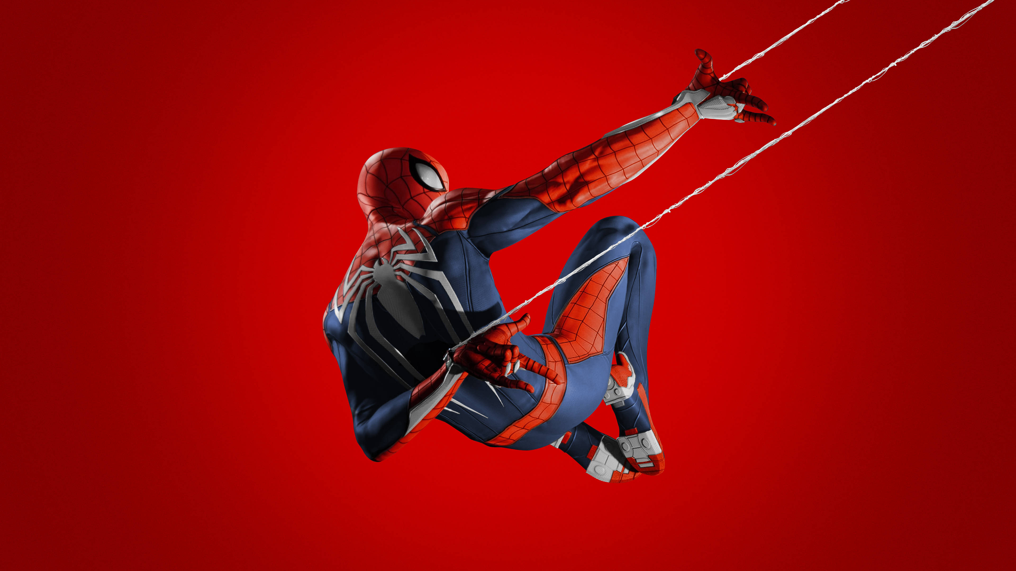 스파이더맨 PS4 거미줄에 매달린 모습 배경화면
