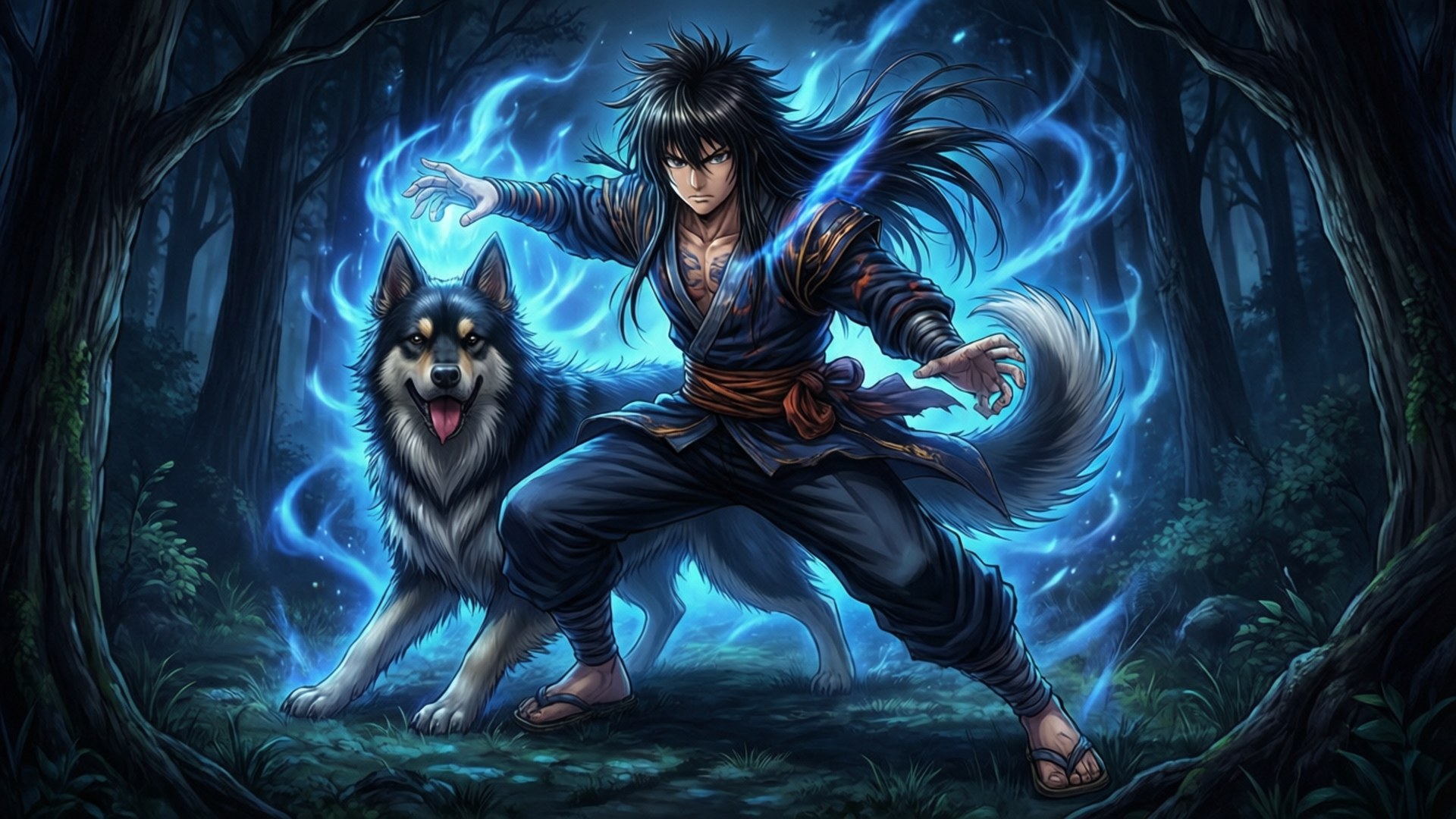 신성한 개의 밤사냥 배경화면
