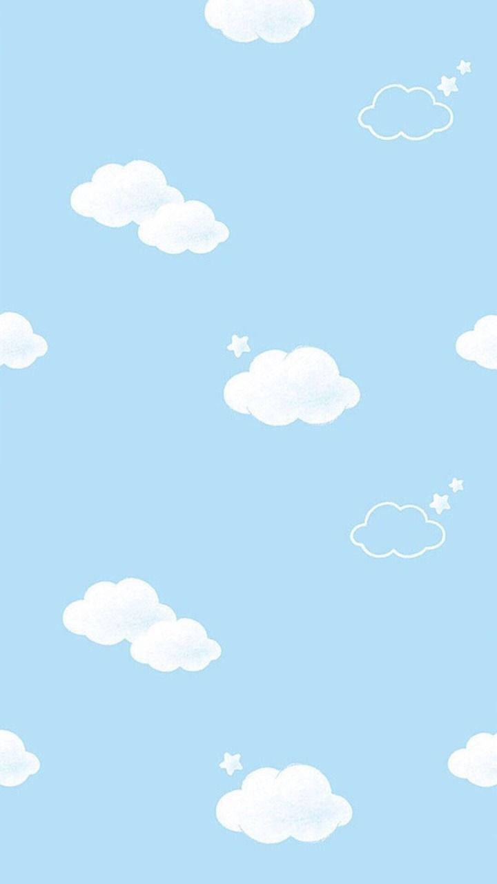 심플 블루 감성 귀여운 구름 배경화면