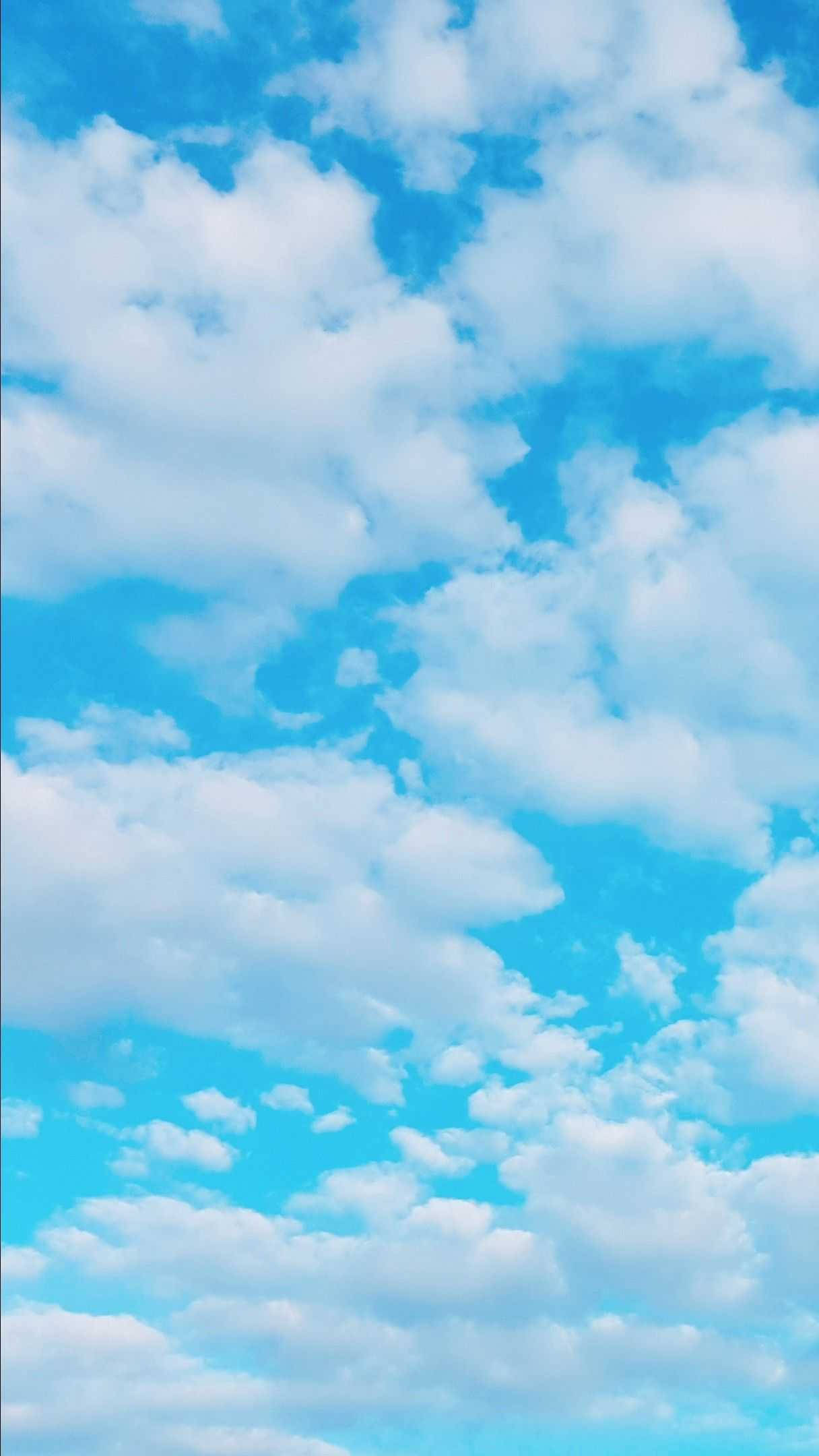 심플한 파란 미학의 구름 낀 하늘 배경화면