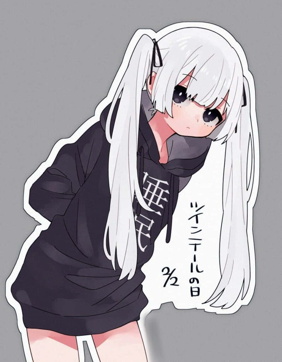 아늑한 애니메이션 소녀 후드티와 껴안는 것보다 더 좋은 건 없지 배경화면