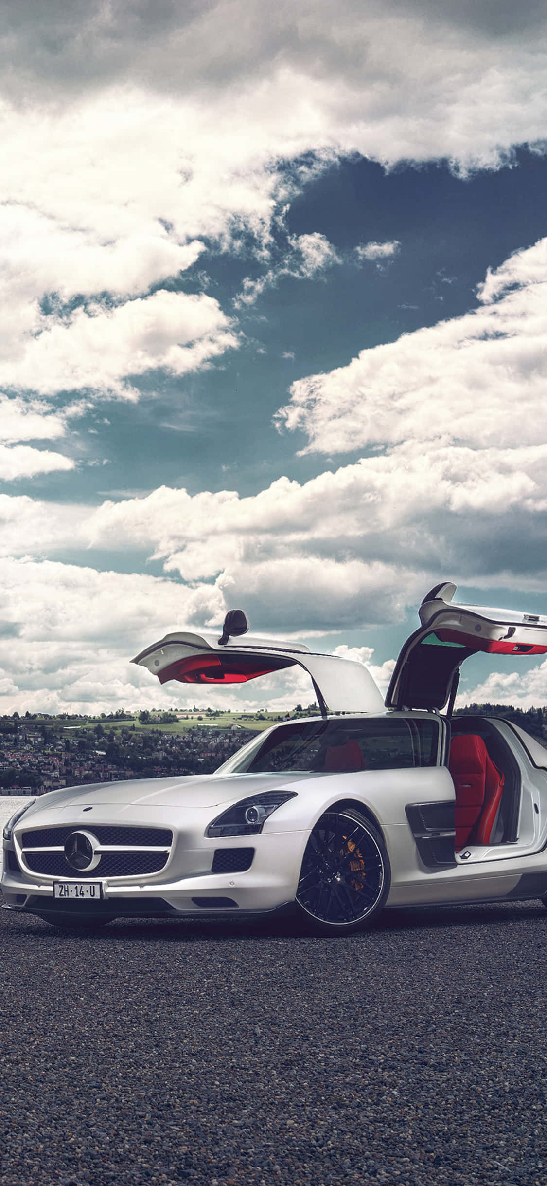 아이폰 X AMG GT-R 배경 열린 문 SLS AMG 배경화면