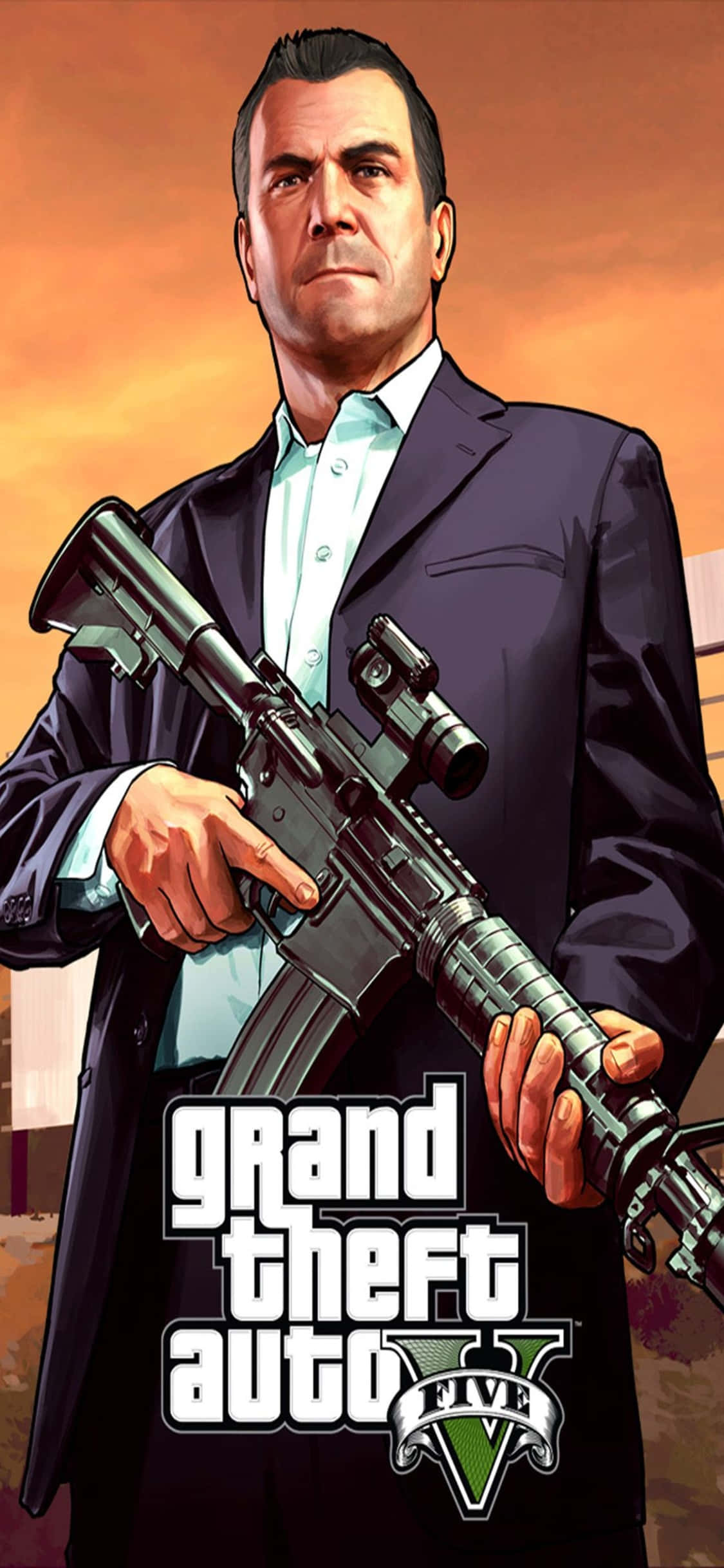 아이폰 X GTA 5 배경 총 & 마이클 배경화면
