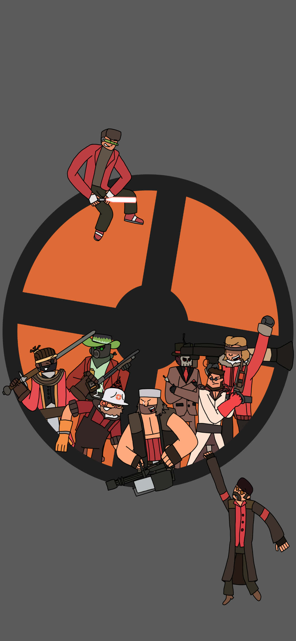 아이폰 Xs TF2 배경 캐릭터들의 어린이 팬아트 그림 배경화면