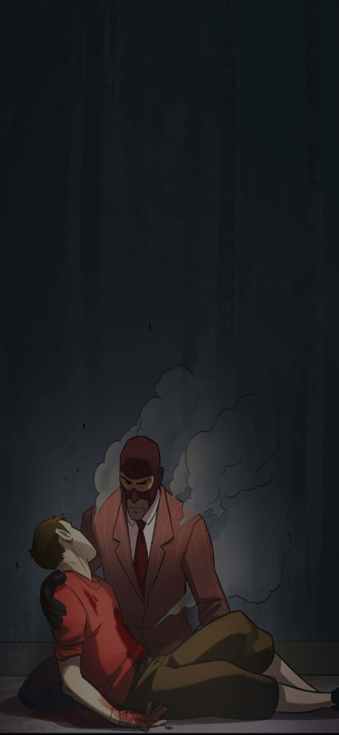아이폰 Xs TF2 배경화면 스카우트를 안고 있는 스파이 배경화면