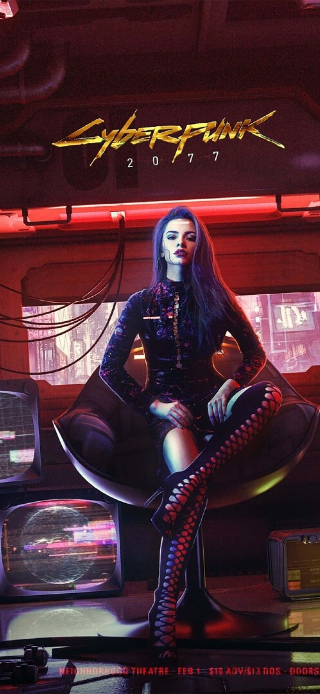 iPhone XS Max Cyberpunk 2077 사이보그 여성 배경 배경화면