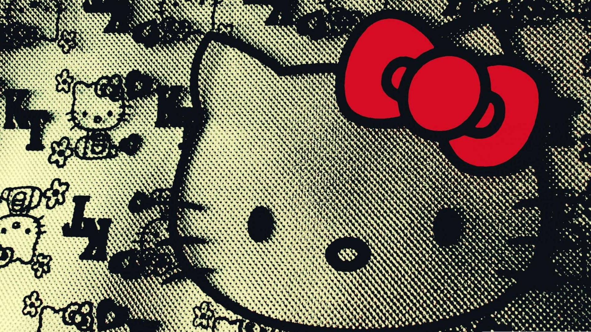 아트 블랙 헬로키티 월페이퍼 배경화면