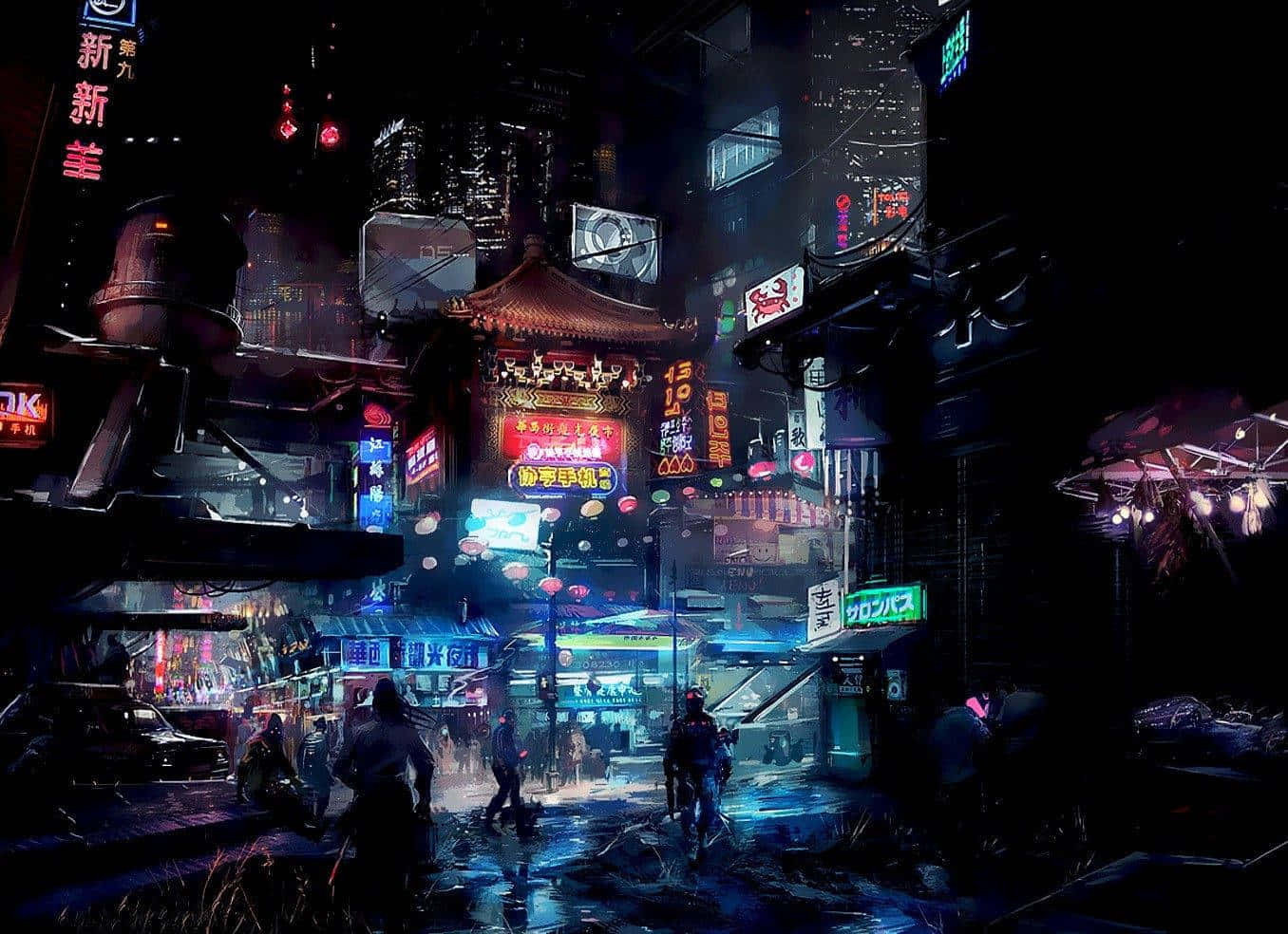 애니메이션 도시 배경 — 애니메이션 풍경 배경화면