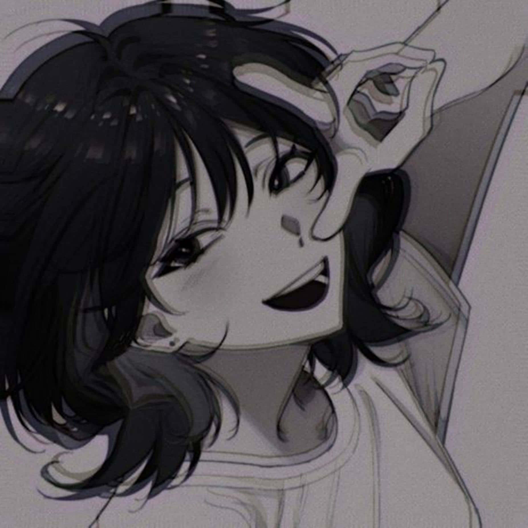 애니메이션 소녀 평화 사인 프로필 — 귀여운 애니메이션 GIF 배경화면