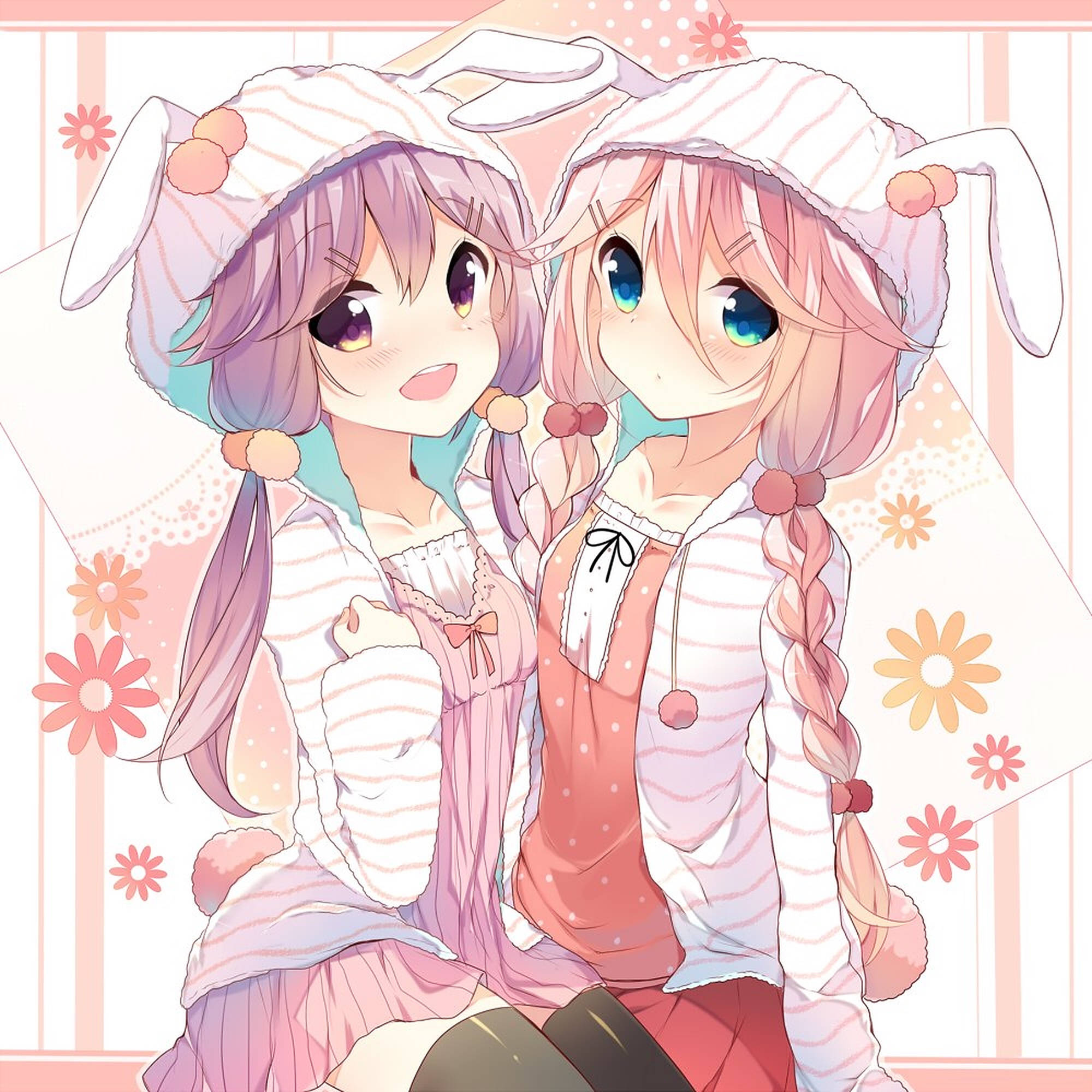 애니메이션 키즈 토끼 귀 배경화면