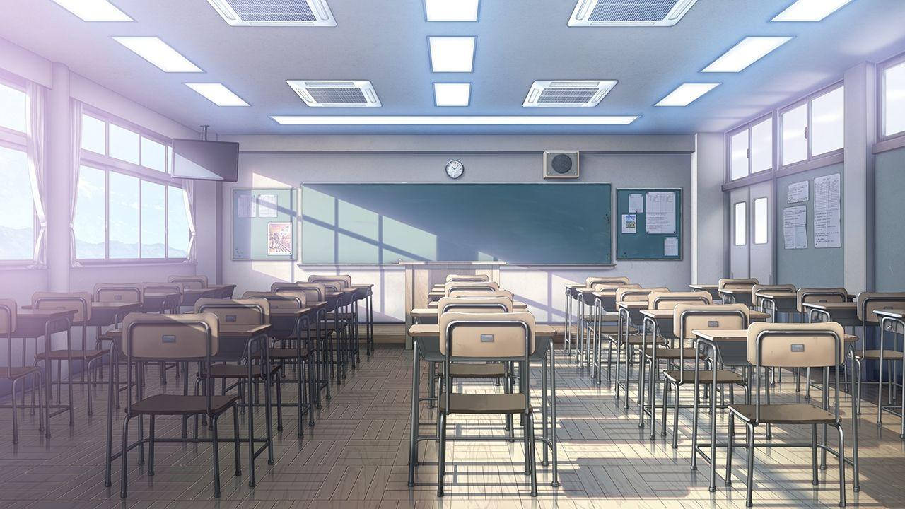 애니메이션 학교 풍경 빈 교실 배경화면