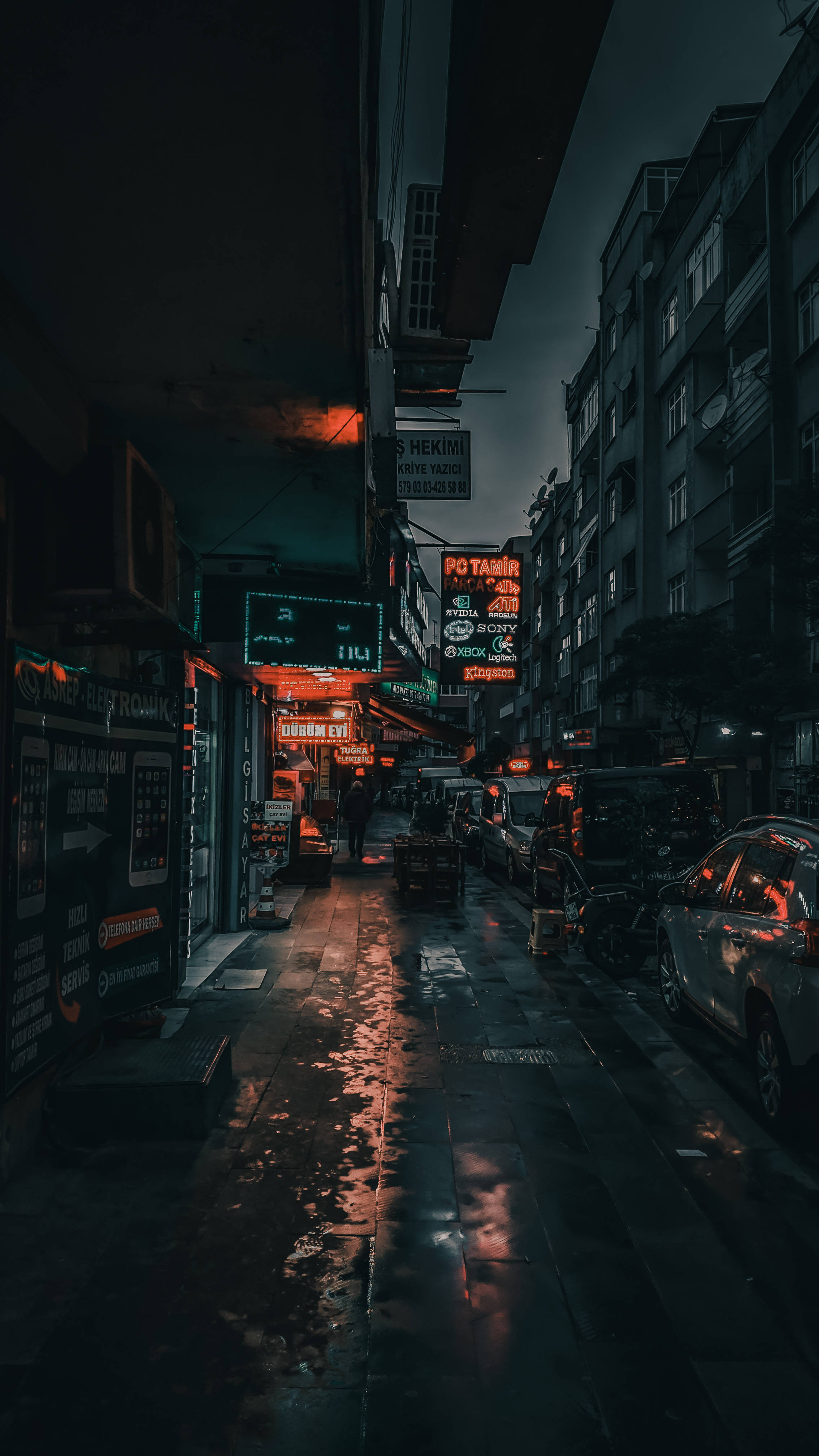 어두운 도시 가로등 배경화면