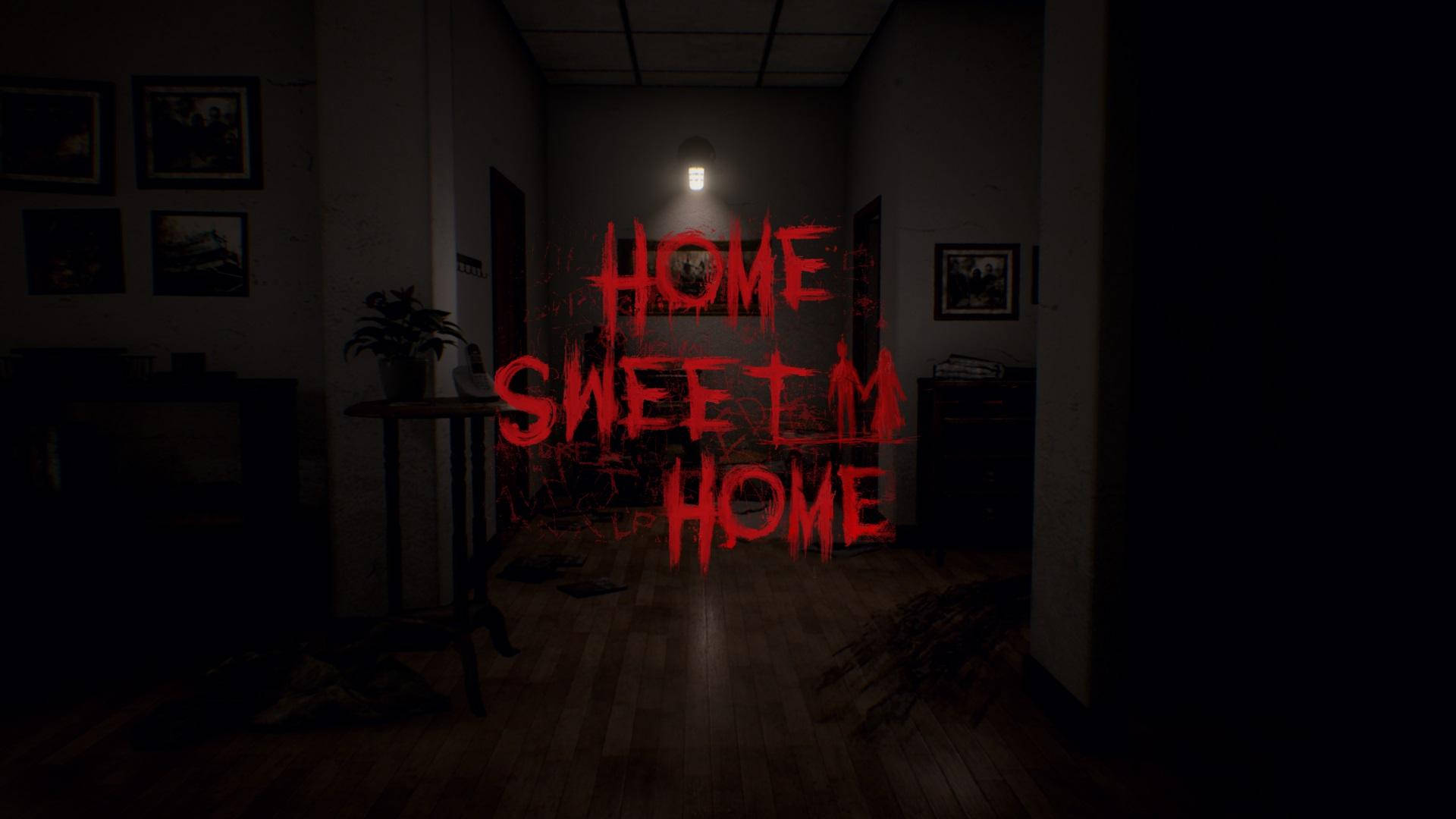 어두운 방 안의 으스스한 Home Sweet Home 배경화면