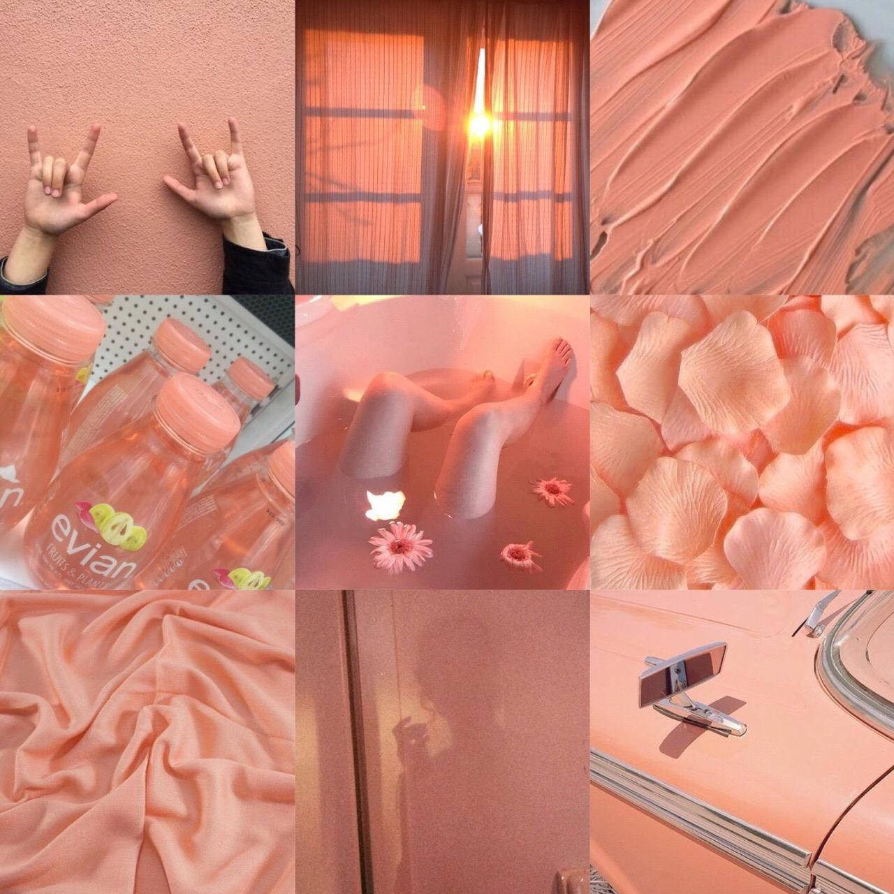 에스테틱 걸리 피치 콜라주 배경화면