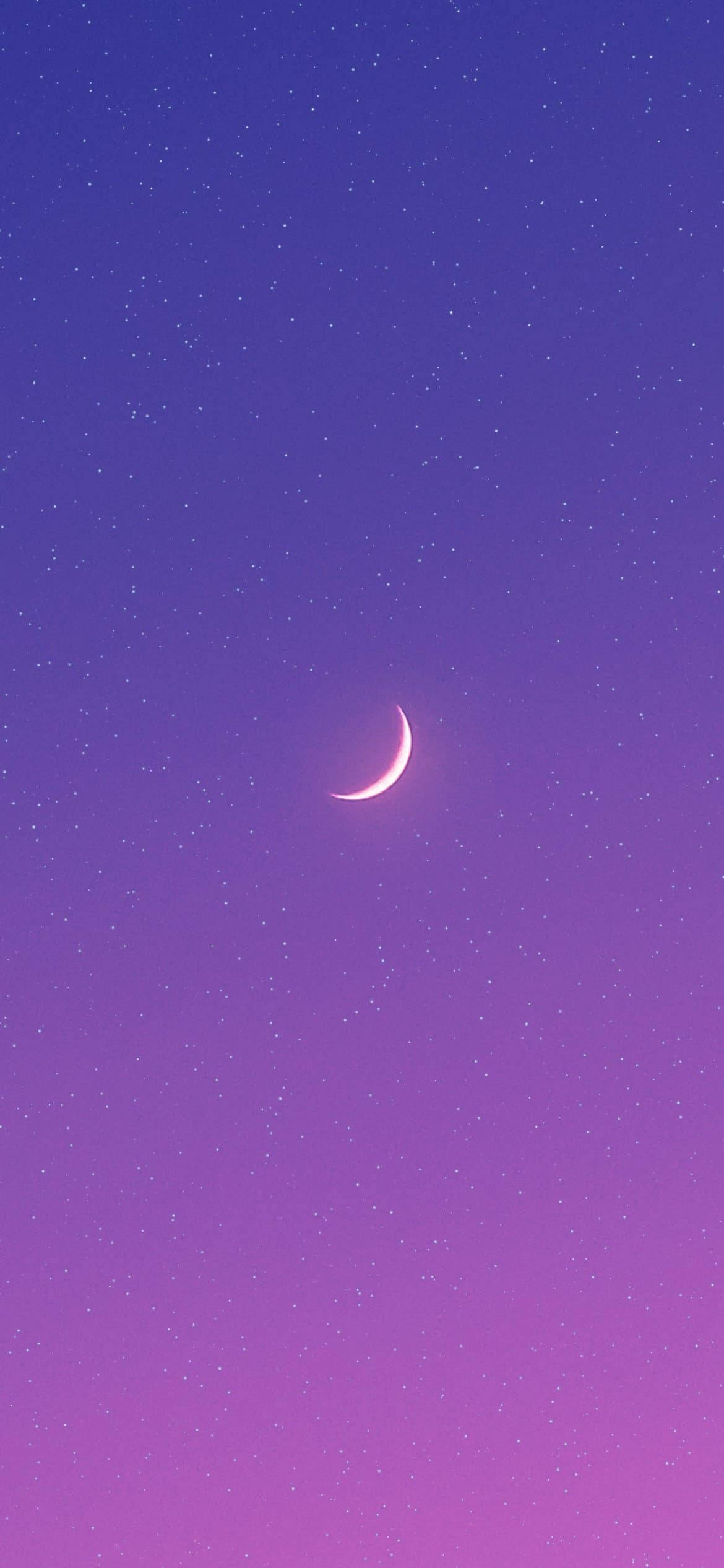 연보라 감성 초승달 배경화면
