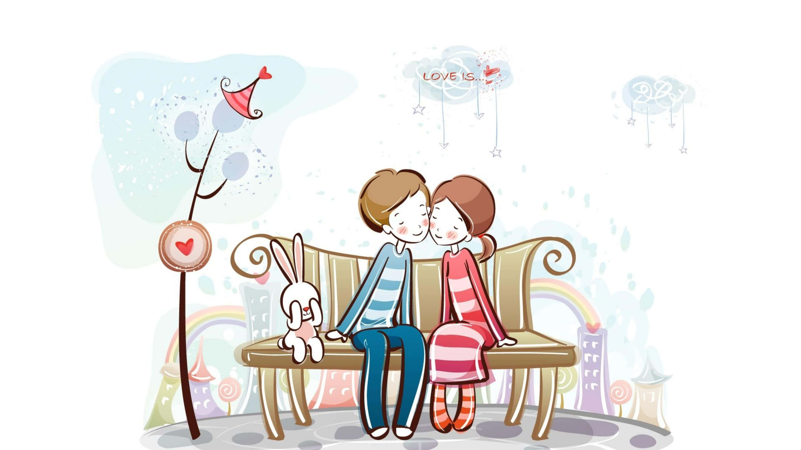 연인 귀여운 커플 그림 배경화면