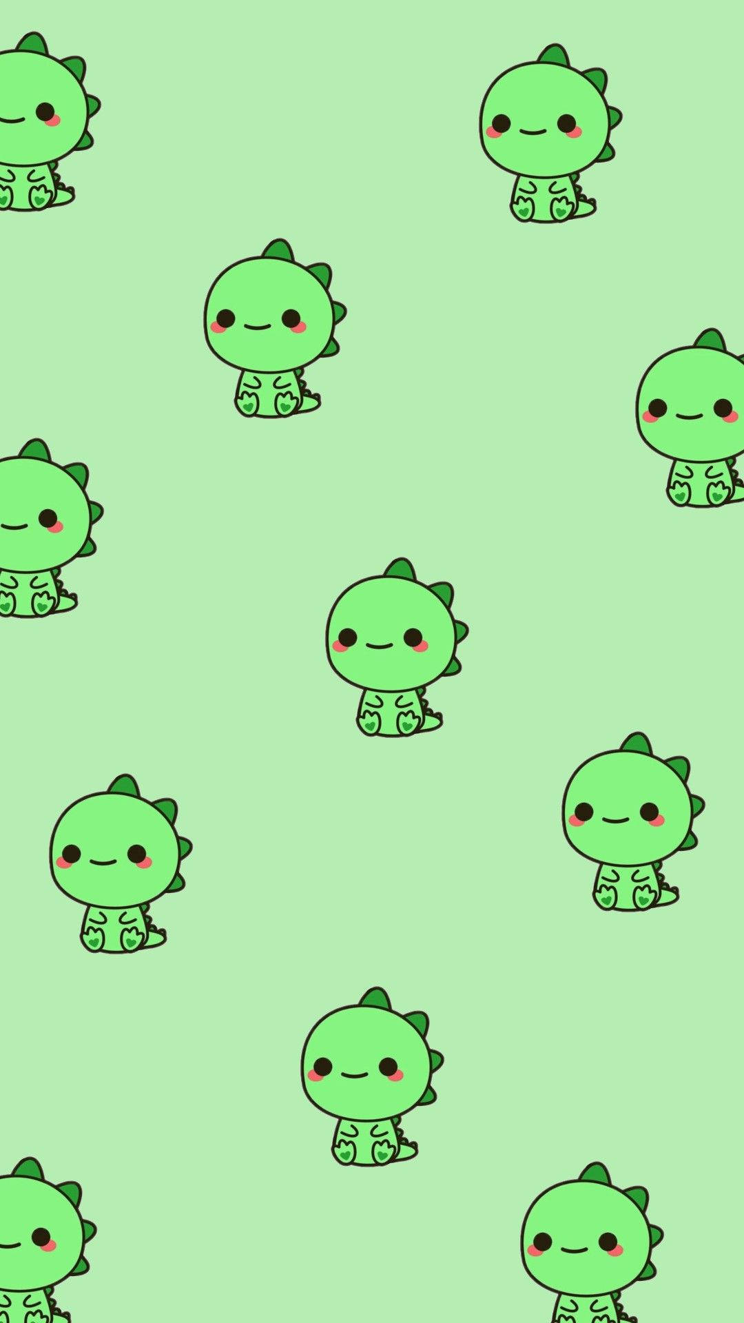 올 그린 디노 카와이 아이폰 배경화면
