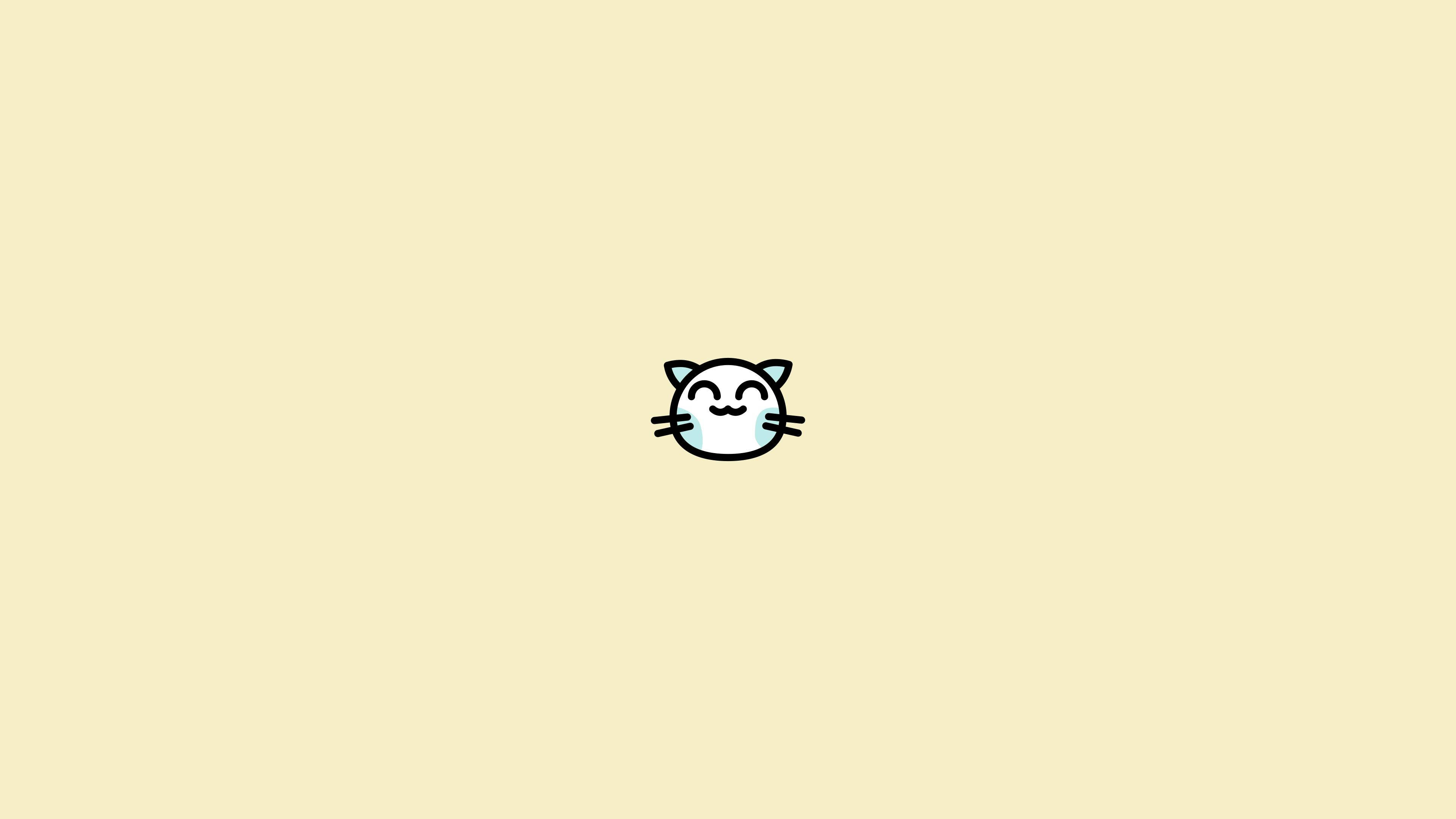 웃는 고양이 미니멀리스트 감성 노트북 배경화면