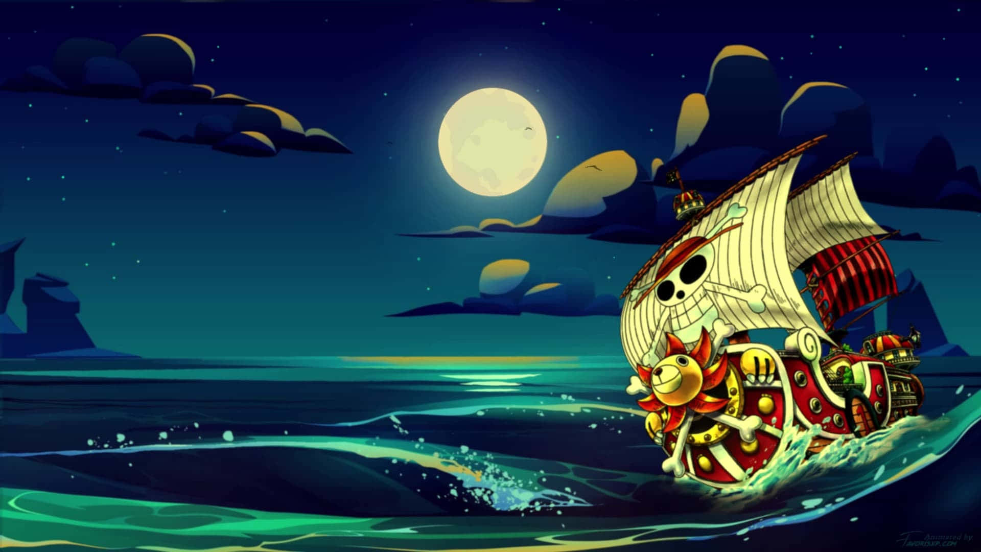 원피스 해적선 항해 그림 배경화면