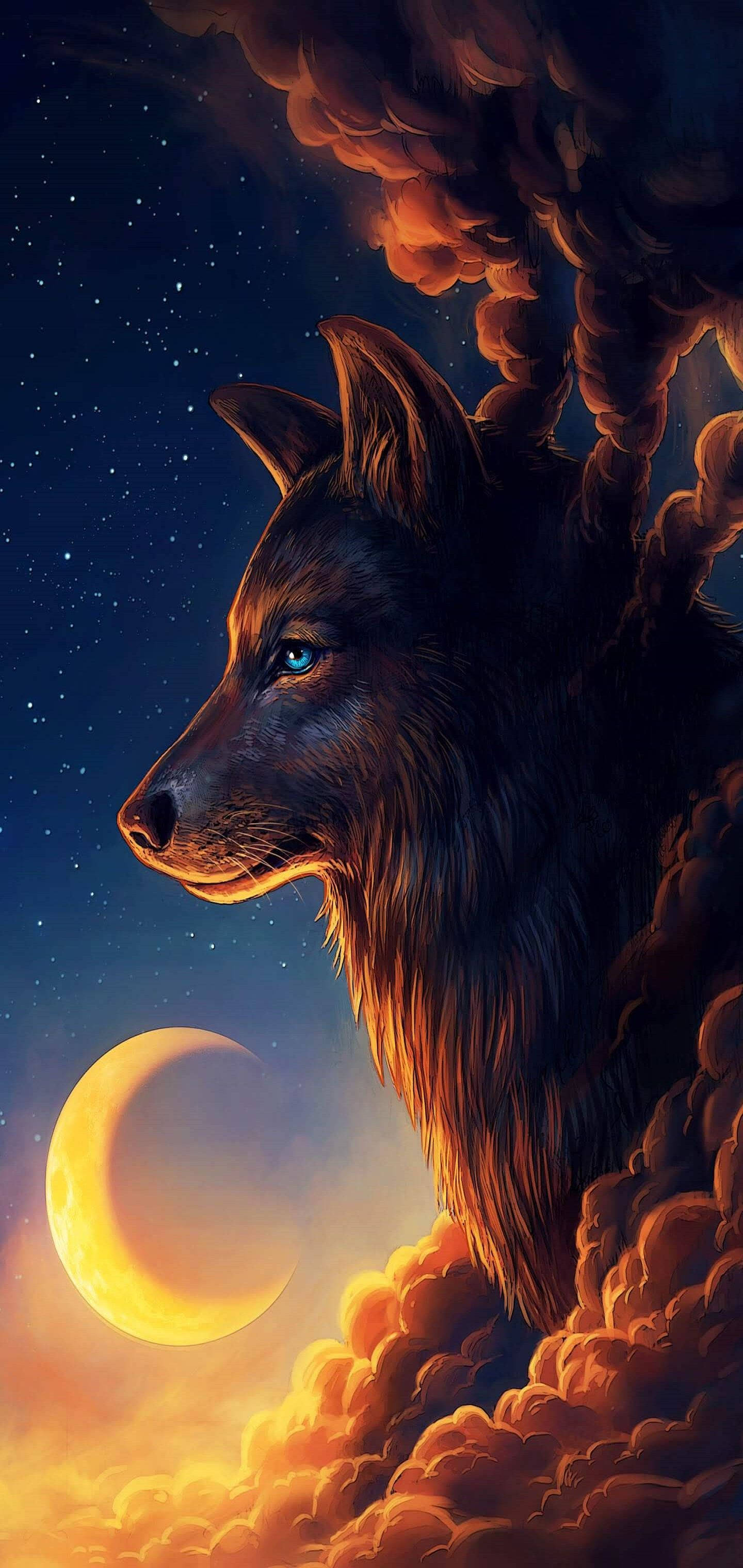 은하수 늑대 밤의 수호자 배경화면