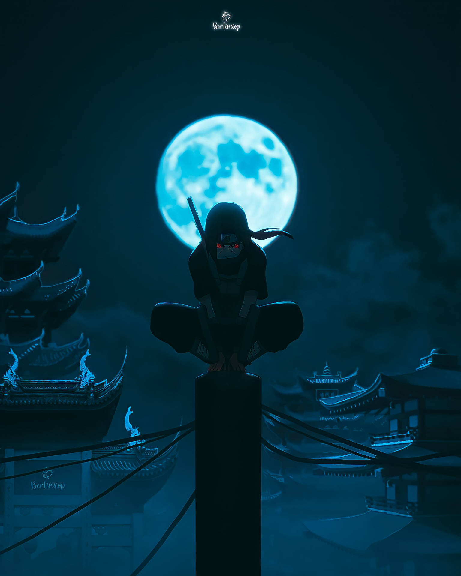 이타치와 보름달, 나루토 모바일 4K — 나루토 4K 배경화면