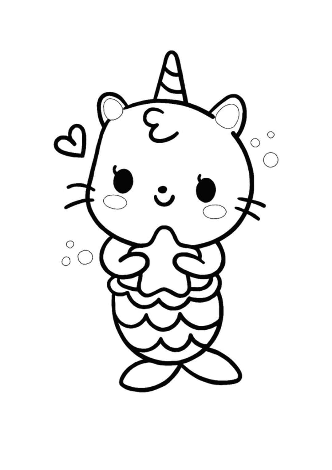 고양이 색칠 그림 — 인어 배경화면